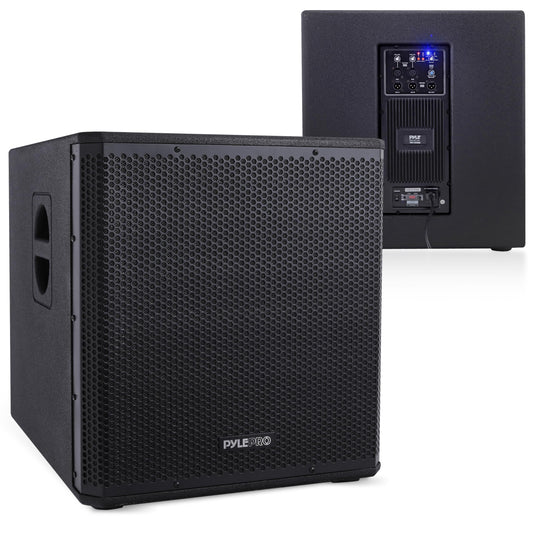 Pyle 3000 Watts Box Subwoofer Speaker - Active Powered 15” inch Woofer, Loud Bass, with DSP Digital Signal Processor for Home Theater System, Pro DJ Sound, Pole Mount Socket and Carrying Handles