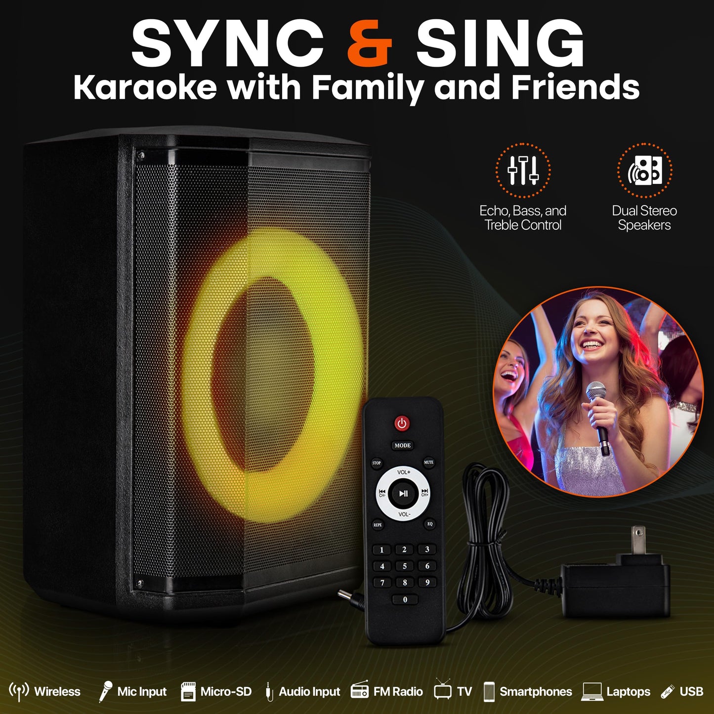 Pyle Audio Bluetooth Party Speaker - Big Speaker with True Wireless Stereo System - Enjoy Powerful Bass and Clear Treble - Party Bluetooth Speaker with Carry Bag and Tripod - Model PPHP868STBG 120W