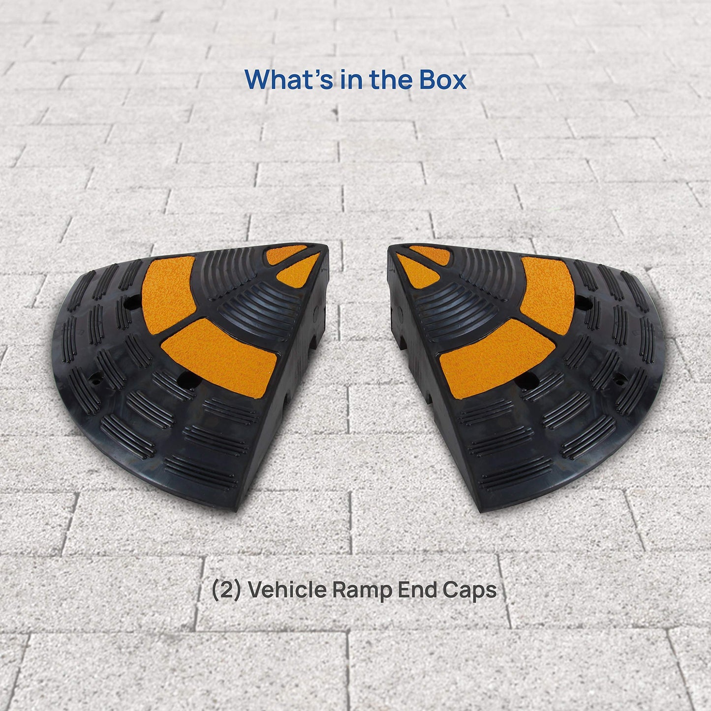 PYLE Vehicle Curb Ramp End Caps - 2PC Heavy Duty Rubber Threshold Driveway End Caps for Loading Dock, Garage, Sidewalk, Truck, Scooter, Bike, Motorcycle, Wheelchair Mobility - Pyle PCRBDR40