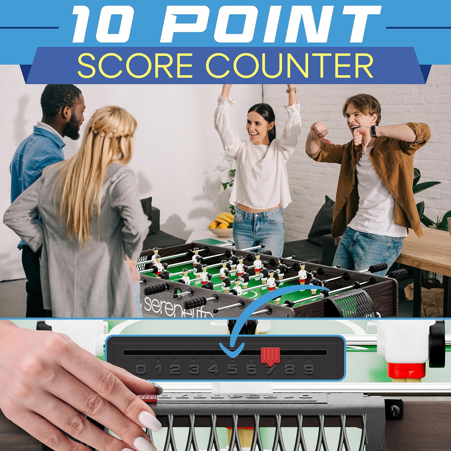 Folding Foosball Table, 4’ x 2’ Full Competition Size Foldable Space Saving Table Soccer for Home, Arcade Game Room, for Indoor or Outdoor, Family Game Night, Perfect for Kids and Adults