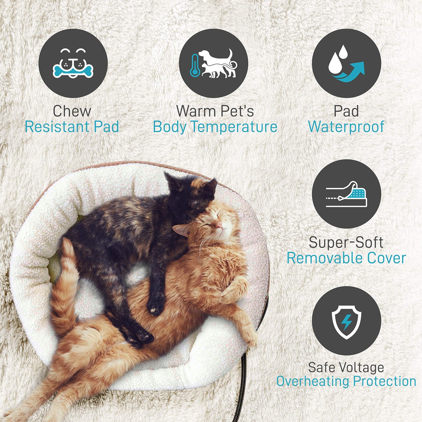 SereneLife Electric Heated Pet Warmer Bed | Low Power Warming Heating Soft Cushion Sleeping Blanket Dog Cat Bed Warmer Pad, for Canine Hound Dogs Puppy Kitty Cats Indoor Animal Keep Your Pets Warm at