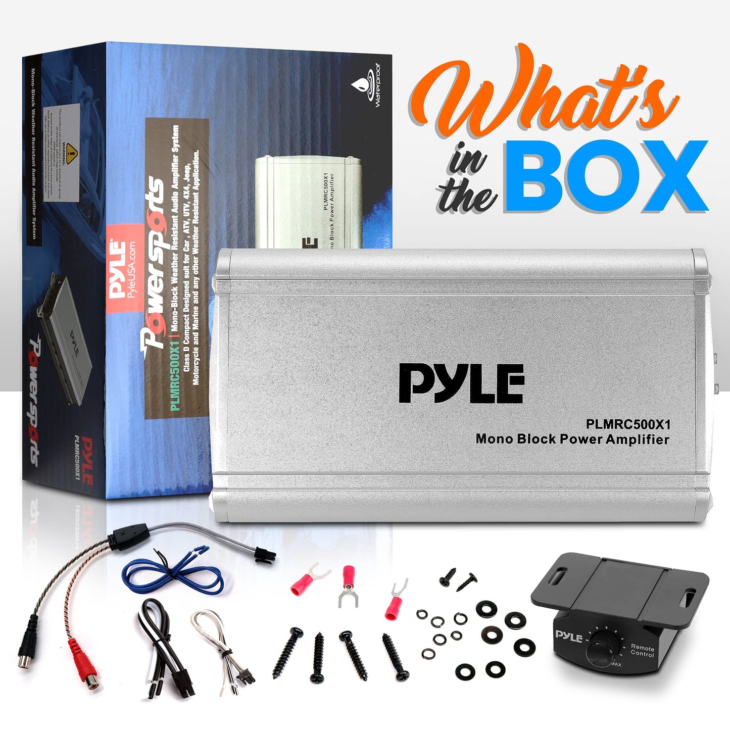 PyleUsa Mono Block Weather Resistant Audio Amplifier System, Class D Compact Designed Suit for Car, ATV, UTV, 4X4, Jeep, Motorcycle and Marine, and Any Other Weather Resistant Application