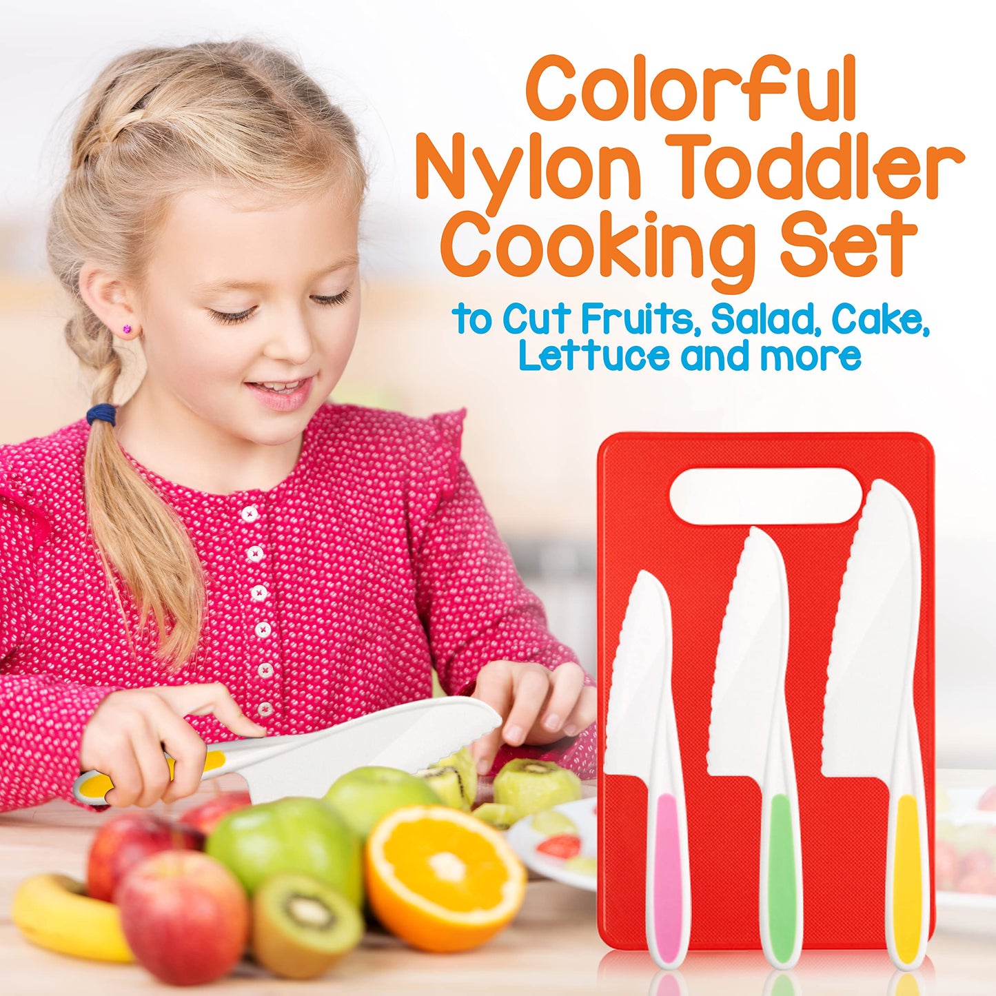 NutriChef Kids Cooking & Baking Set - Complete Cooking Set for Girls & Boys, Includes Little Chef's Apron. Kitchen Supplies, Nylon Knives, Utensils, & Baking Tools, Great Gift for Ages 4 and Up