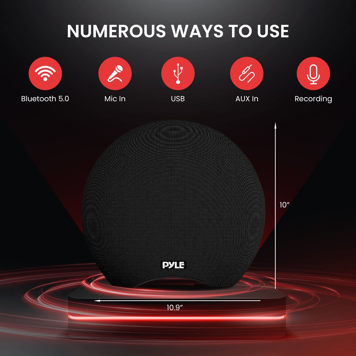 Pyle Portable Waterproof Bluetooth Speaker - 280 Watt Max Output Power, Wireless Music Streaming, Rechargeable Battery, MP3/WMA/FLAC Digital Audio File Support, & Remote Control Battery Operated