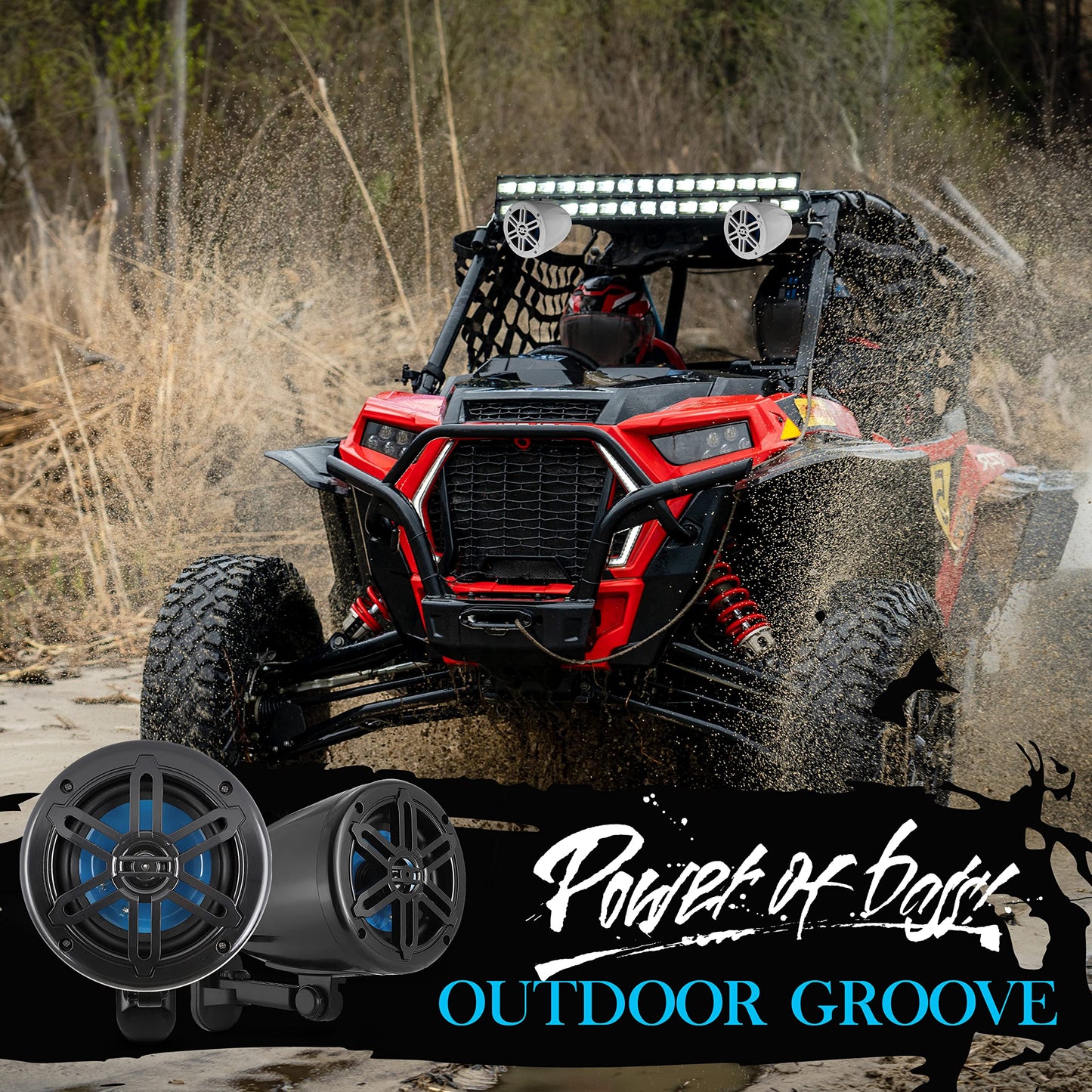 PyleUsa 5.25”Waterproof Off-Road Speakers-180W 2-Way Marine Woofer Sound System w/ 360° Rotatable Bracket, Full Range Outdoor Audio Stereo Speaker for Motorcycle ATV Jeep Boat, Includes Bracket(Black)