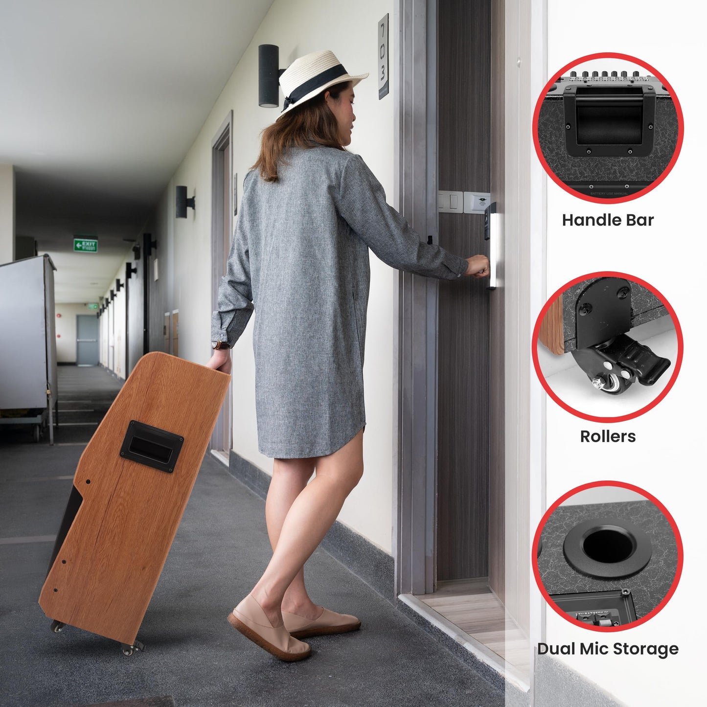 Pyle Portable Wireless BT Streaming Loudspeaker Karaoke Machine with Touch Screen and Wireless Microphone, Wheels and Handle Bar, Supports USB/SD/MMC/PC/TV / MP3 / Mobile Phone, etc.