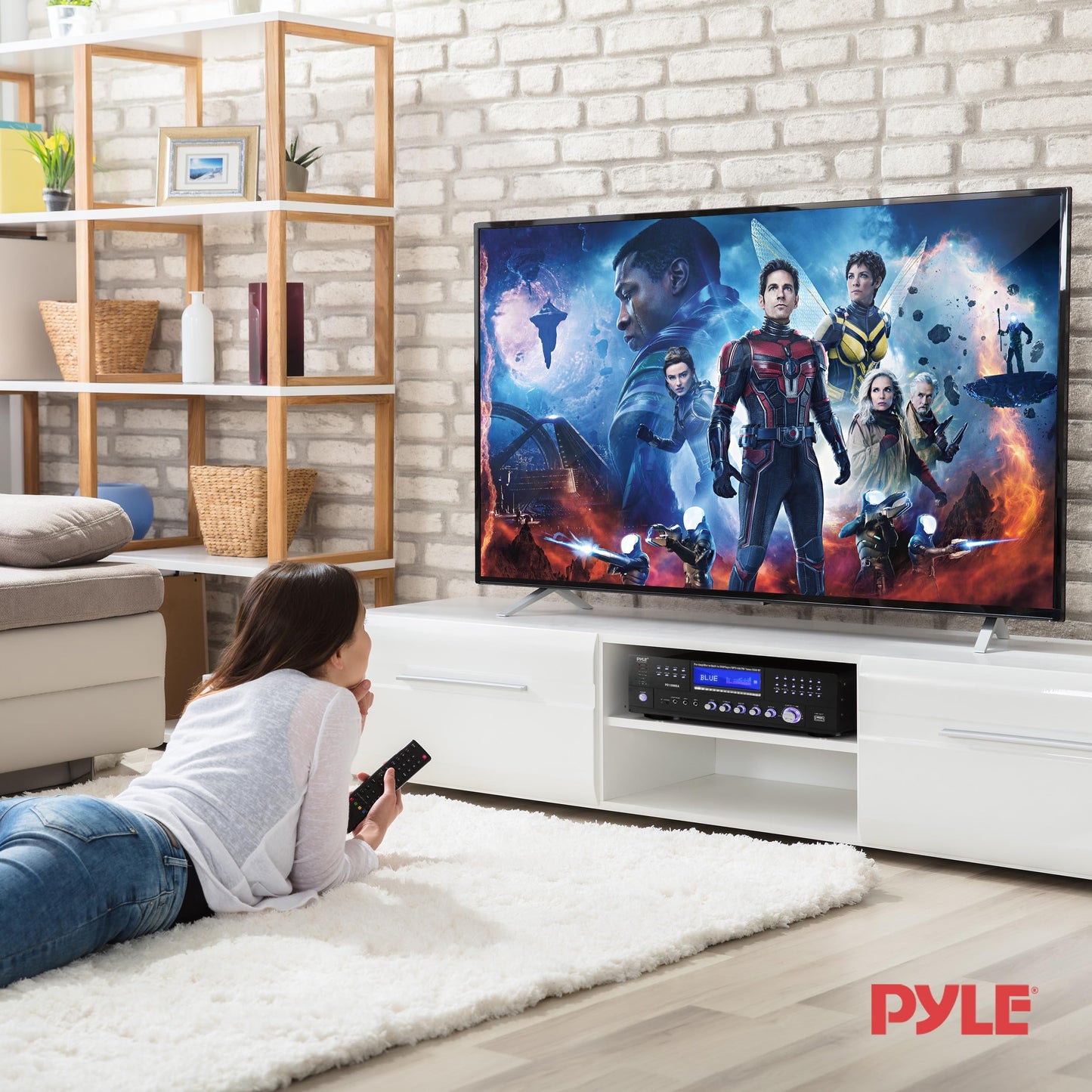 Pyle 4-Channel Wireless Bluetooth Power Amplifier - 1000W Stereo Speaker Home Audio Receiver w/ FM Radio, USB, Headphone, 2 Microphone w/ Echo, Front Loading CD DVD Player, LED, Rack Mount - PD1000BA