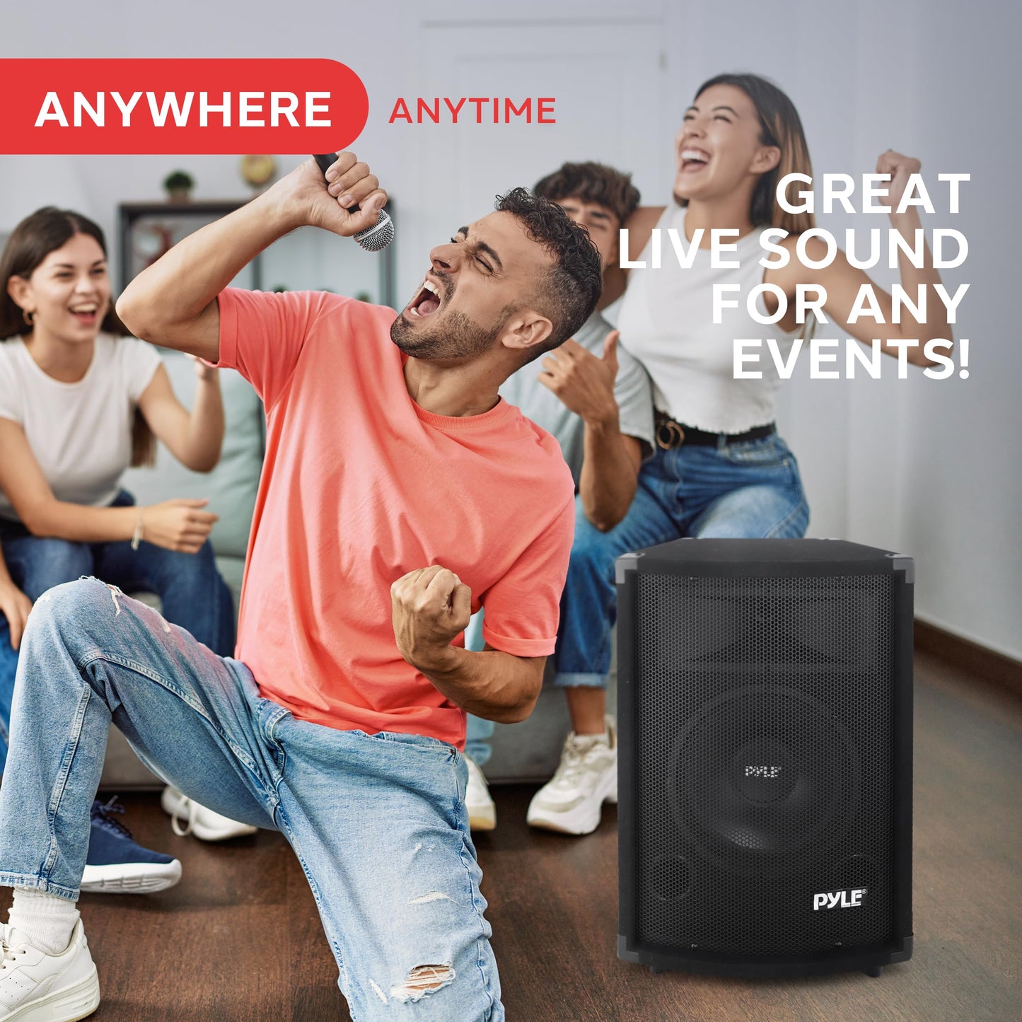 PylePro Passive Cabinet PA Speaker Durable 500 Watt Portable Outdoor Sound System w/ 10" Woofer, 1.5" Kapton VC, 4" x 10" Super Horn for Mids and Highs, Black, One Size (PADH1079)