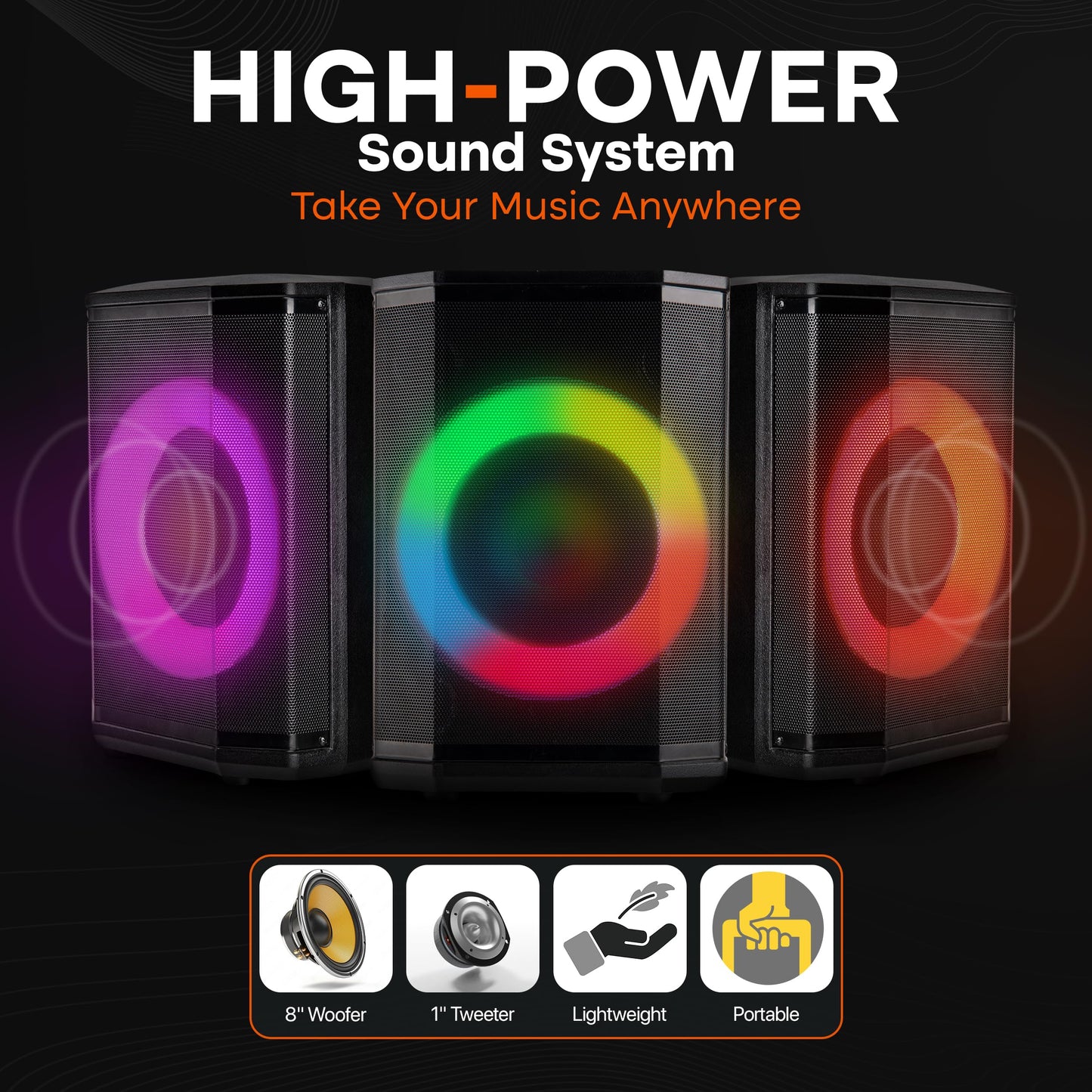 Pyle Audio Bluetooth Party Speaker - Big Speaker with True Wireless Stereo System - Enjoy Powerful Bass and Clear Treble - Party Bluetooth Speaker with Carry Bag and Tripod - Model PPHP868STBG 120W