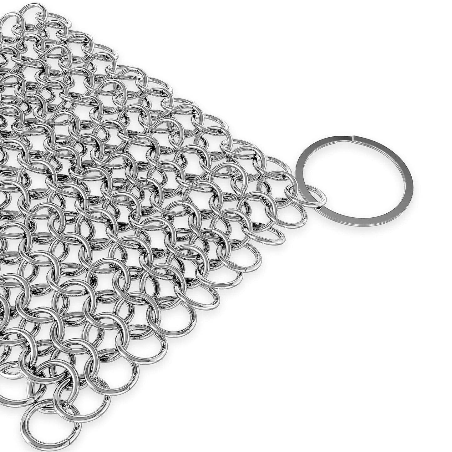 NutriChef Stainless Steel Cast Iron Cleaner - 3.94"x3.94" Rustproof Dishwasher Safe Chainmail Metal Scraper Cleaning Tool for Preseasoned Pans, Pot, Dutch Oven, Skillet, Wok, Waffle Iron