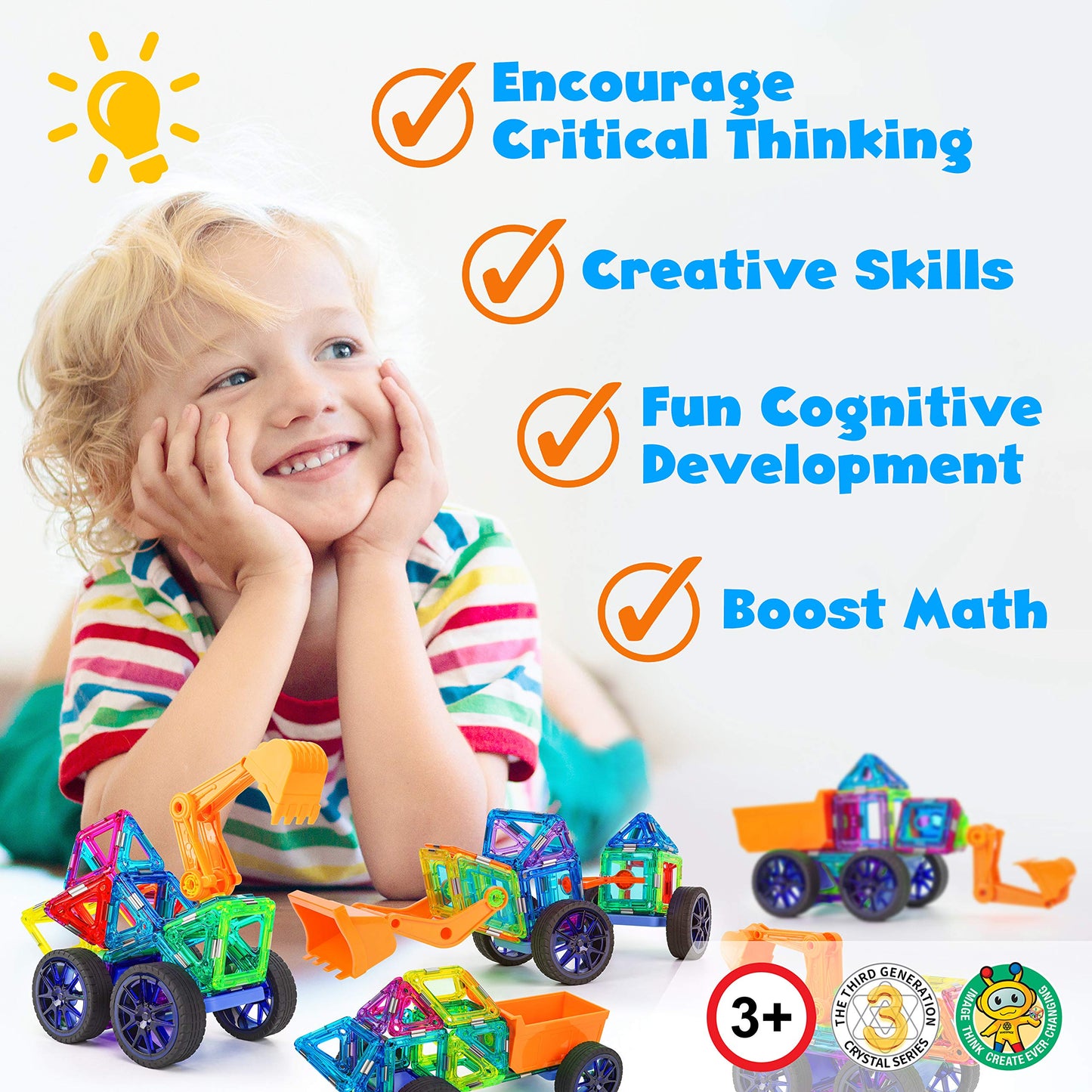 Hurtle Magnetic Blocks Wheels Set - Compatible with Other Brands of Standard Size Magnetic Tiles, Magnetic Toys Wheels Bases for Kids/Toddlers (2 pcs.)