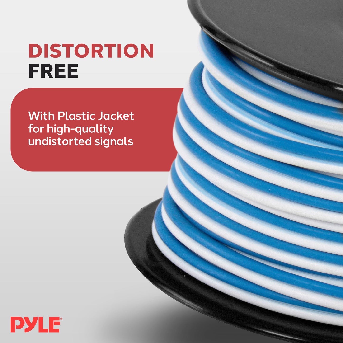Pyle 50ft 18 Gauge Speaker Wire - Waterproof Marine Grade Cable in Spool for Connecting Audio Stereo to Amplifier, Surround Sound System, TV Home Theater and Car Stereo - PLMRSW50