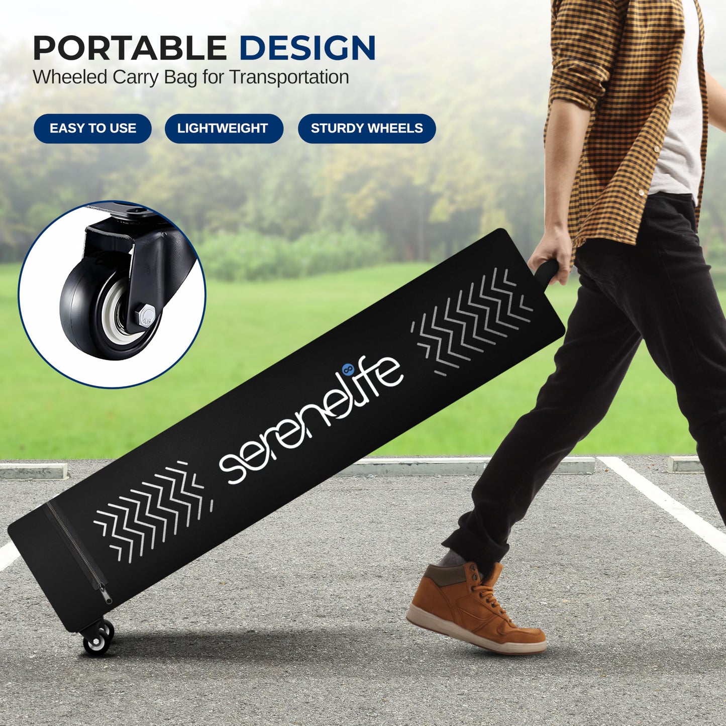 SereneLife 10x30 Pop Up Commercial Tent: Waterproof, Heavy Duty, Portable with Wheels, Sandbags, Stakes & Ropes for Events, Festivals, and Gatherings, SLPOP1030