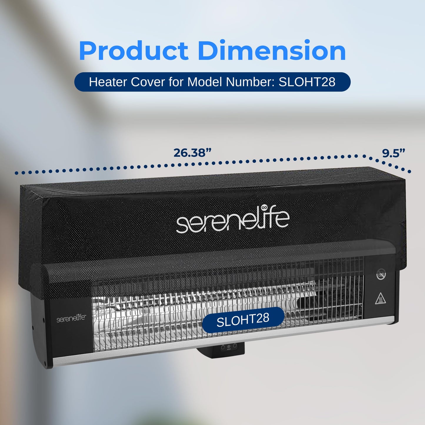 SereneLife Patio Heater Cover for SLOHT28 Infrared Outdoor Electric Space Heater, Heavy Duty Propane Heater Cover, Durable, Tearproof Waterproof Dustproof, Wind/Sunlight/Snow Resistant