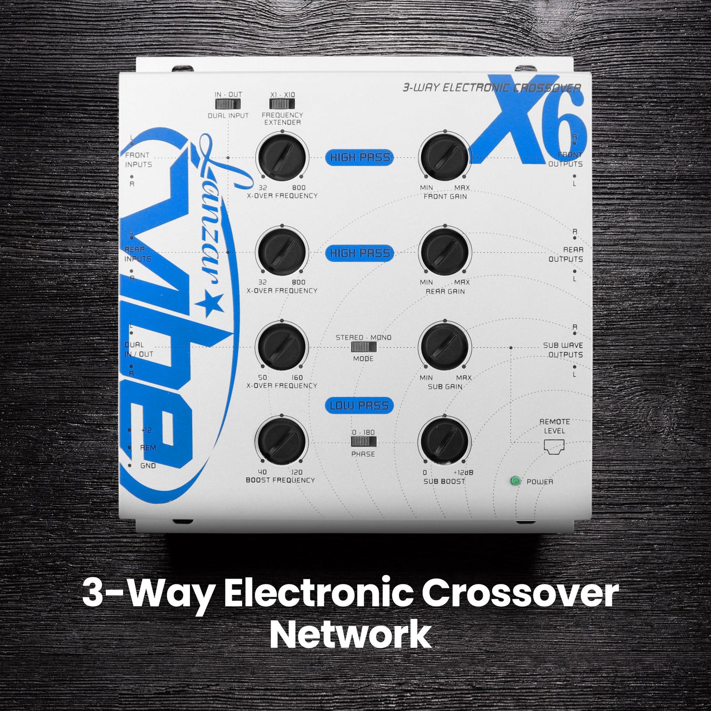 LANZAR Vibe Upgraded 3-Way Electronic Audio Crossover Network with Hi-Pass and Low-Pass Channel, 12dB Octave Slope, Remote Subwoofer Control, Parallel Input Switch- VIBEX6, White