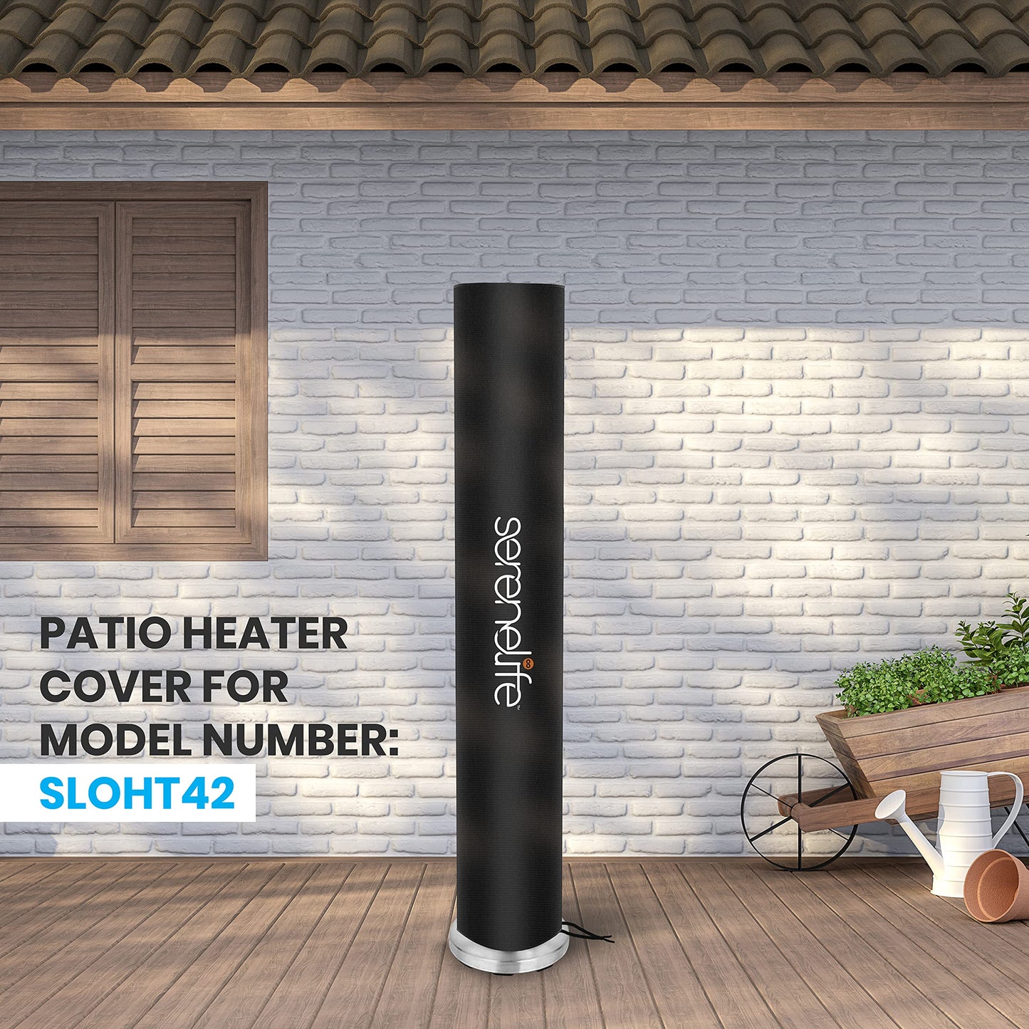 SereneLife Patio Heater Cover for SLOHT42 Infrared Outdoor Electric Space Heater, Heavy Duty Propane Heater Cover, Durable, Tearproof Waterproof Dustproof, Wind/Sunlight/Snow Resistant