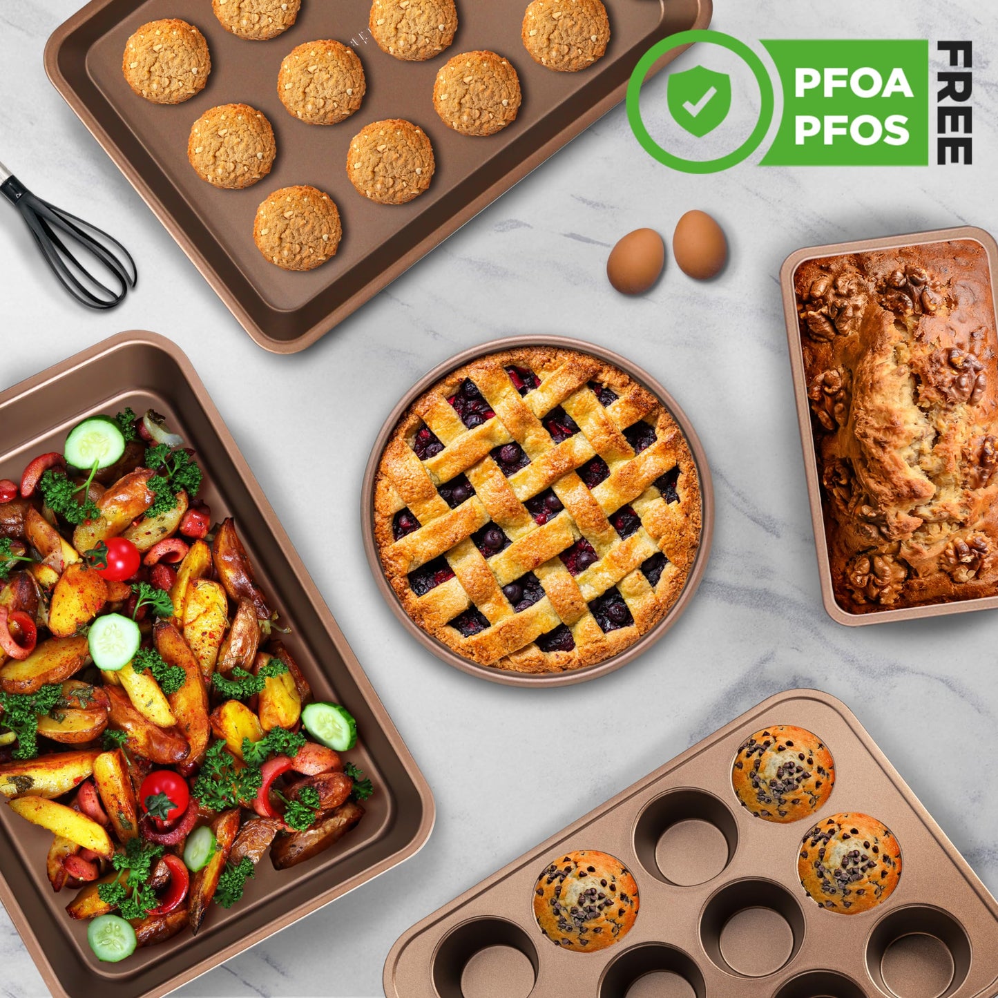 NutriChef 7-inch Nonstick Round Cake Pan - Premium Carbon Steel Circular Baking Pan - Great for Baking Pies, Cheesecakes, Layer Cakes & More - Dishwasher Safe, Gold