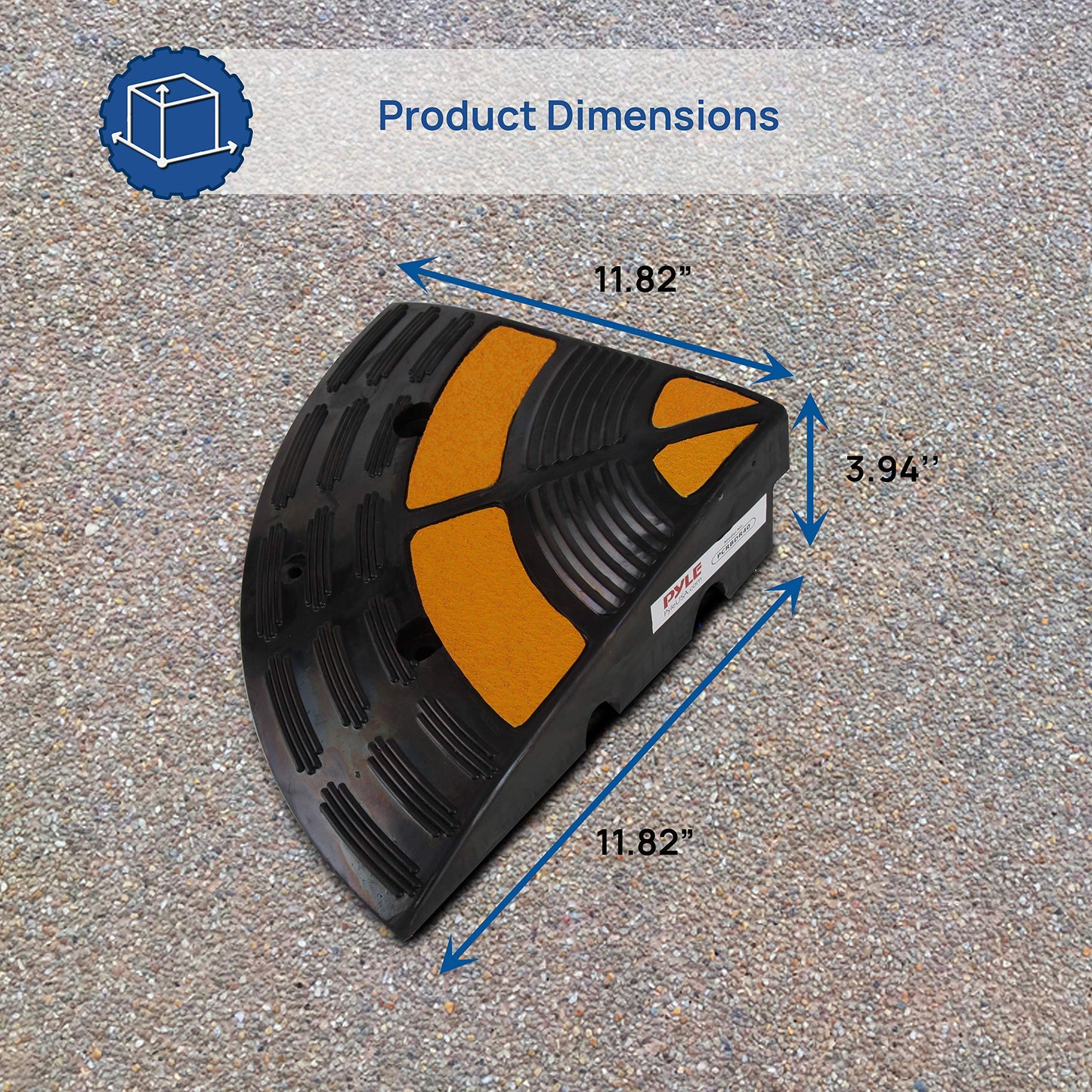 PYLE Vehicle Curb Ramp End Caps - 2PC Heavy Duty Rubber Threshold Driveway End Caps for Loading Dock, Garage, Sidewalk, Truck, Scooter, Bike, Motorcycle, Wheelchair Mobility - Pyle PCRBDR40