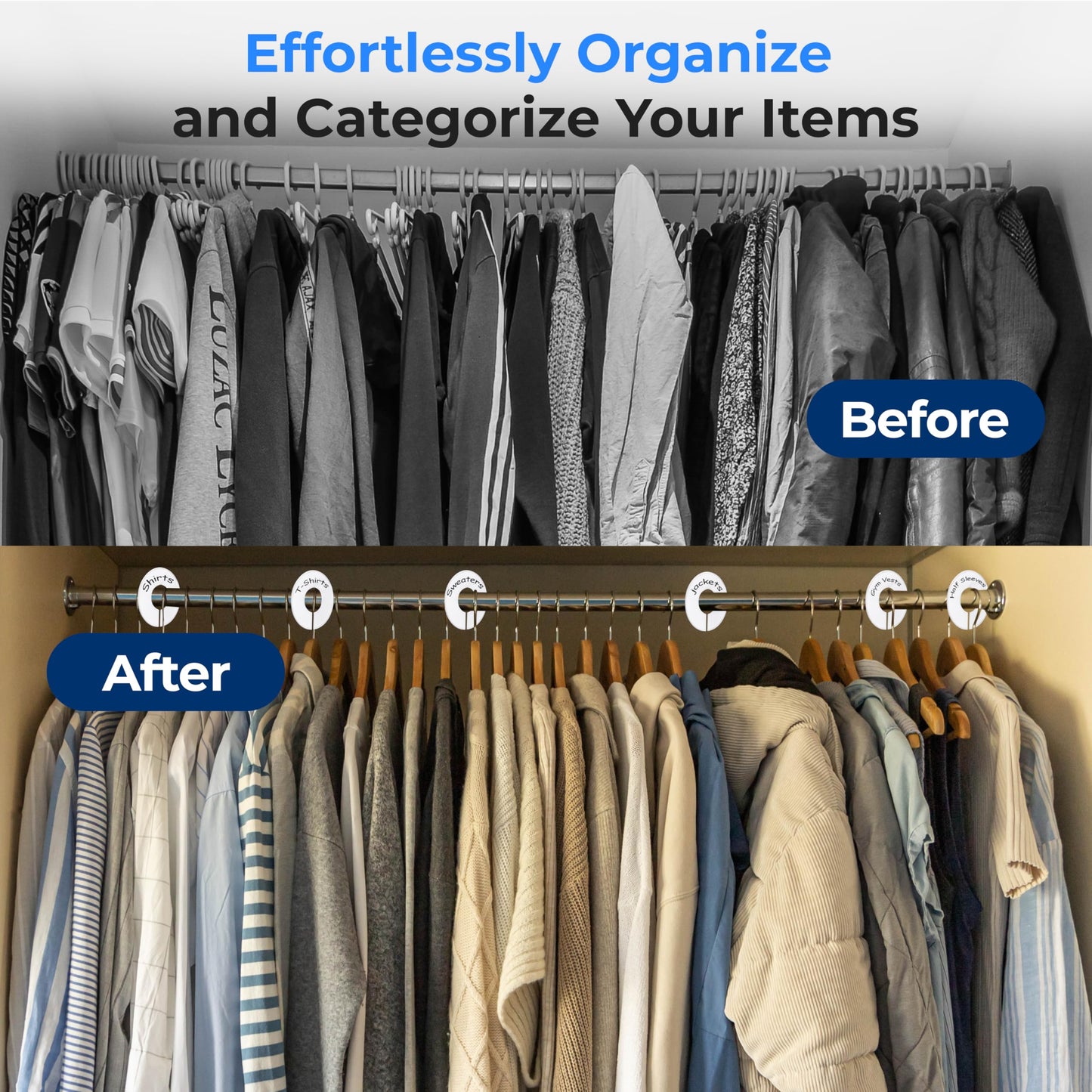 SereneLifeHome 10 Pieces White Plastic Round Hangers - Clothing Rack Size Dividers Closet Organizer/Dividers for Clothing Rack. All White with 1 Bonus Non-Washable Black Marker Pen - SLHASPLT34