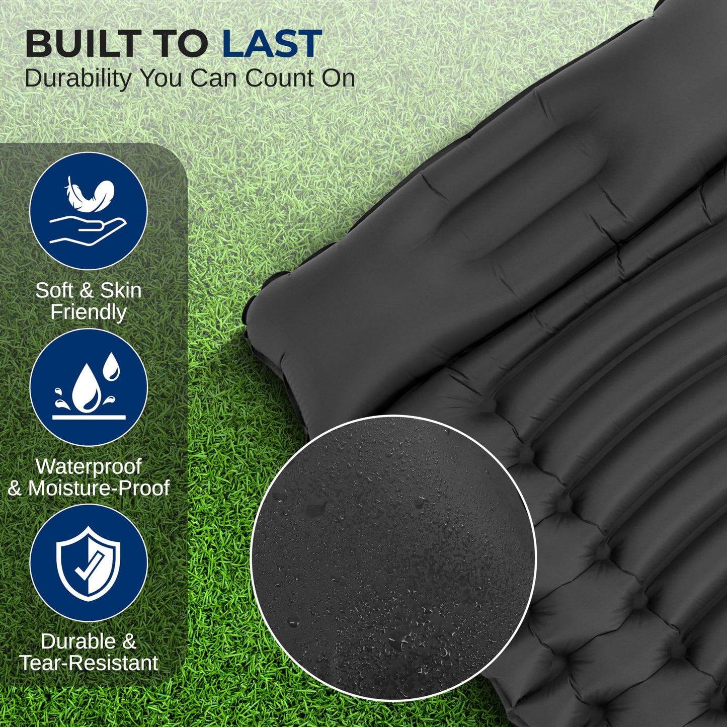 SereneLife Sleeping Pad with Pillow for Camping - Compact Sleeping Mat with Fast Inflation, Lightweight, and Tear-Resistant Backpacking Air Mattress with Carry Bag for Camping, Backpacking, Hiking