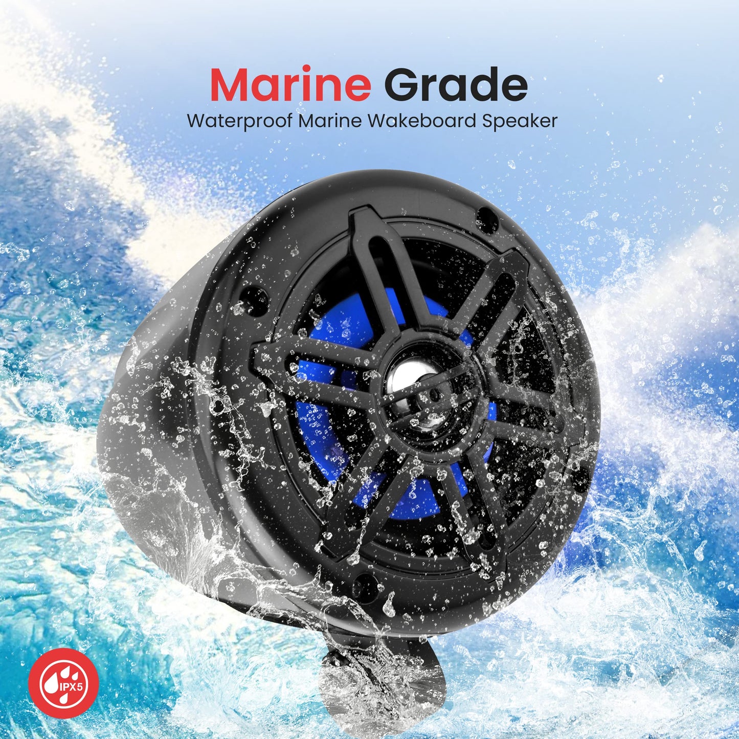 Pyle 4” Waterproof Off-Road Speakers - 150W 2-Way Marine Woofer Sound System w/ 360° Rotatable Bracket, Full Range Outdoor Audio Stereo Speaker for Motorcycle ATV Jeep Boat, Includes Brackets (Black)