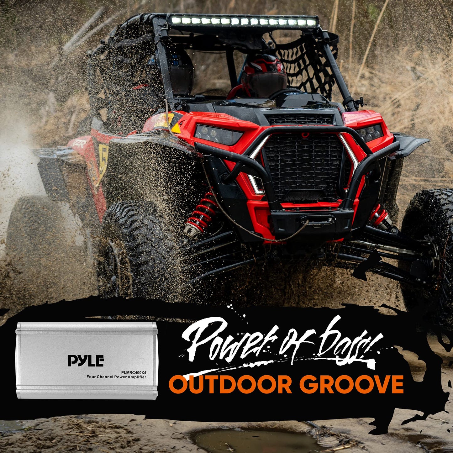Pyle 4-Channel Weather-Resistant Audio Amplifier System - 1200W Max Bridged, 800W Max Stereo Designed For ATV, UTV, 4X4, Jeep, Motorcycle and Marine, and any other Weather Resistant Application