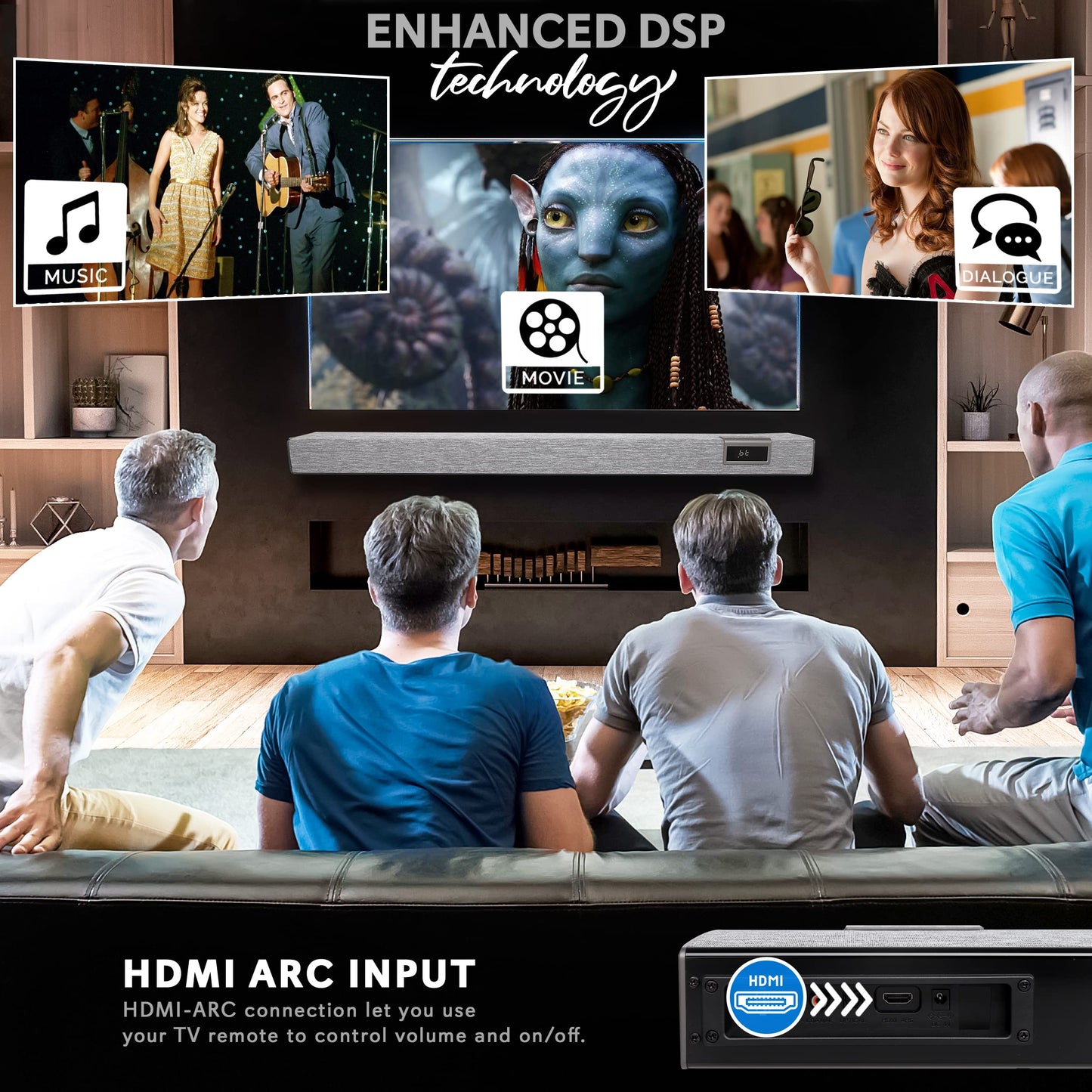 PyleUsa Home Bluetooth Audio Sound bar Stylish, 60W 35" for TV, Supports 4K & HDMI TV's, Optical, COAXIAL, AUX, w/Remote Control,Coaxial & RCA Cables,Class D Digital Stereo Power Amplifier - PSBV40BT