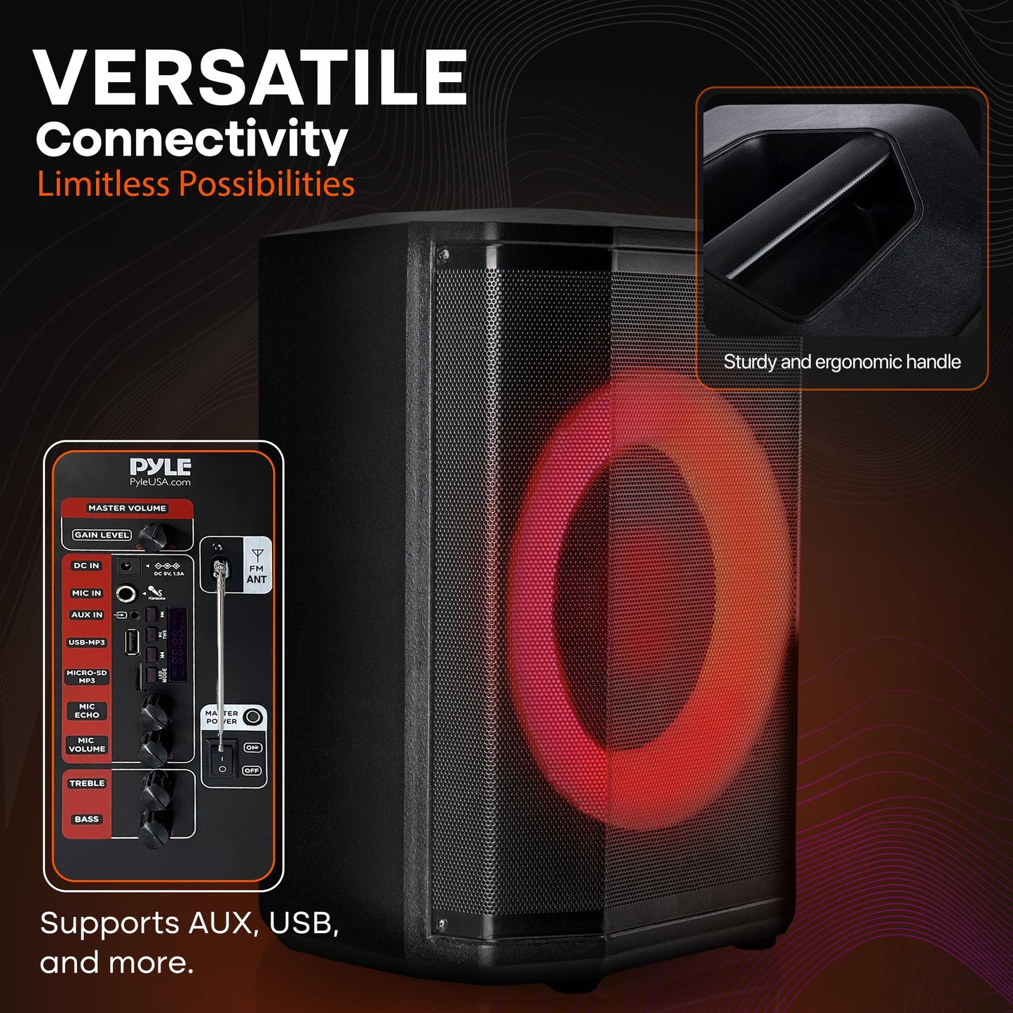 Pyle Audio Bluetooth Party Speaker - Big Speaker with True Wireless Stereo System - Enjoy Powerful Bass and Clear Treble - Party Bluetooth Speaker with Carry Bag and Tripod - Model PPHP868STBG 120W