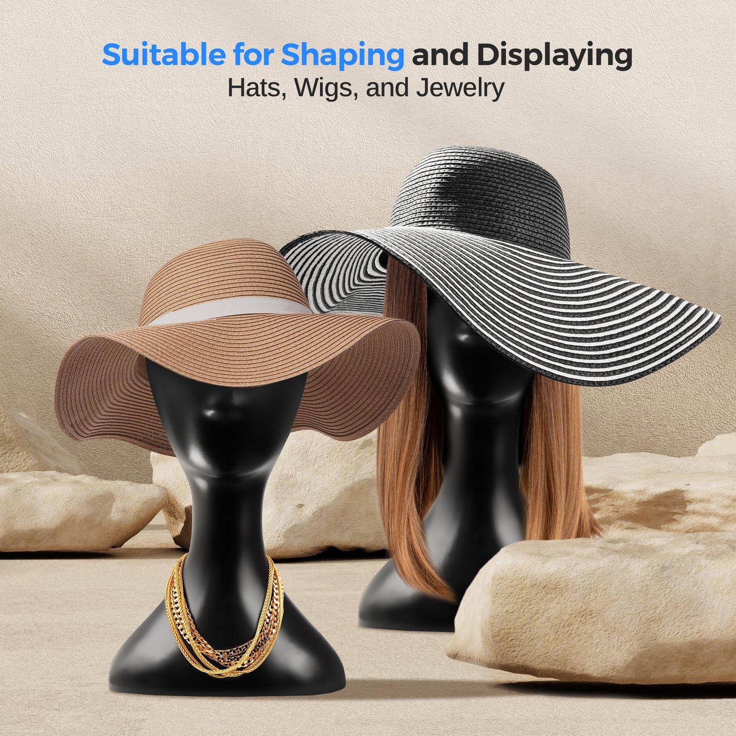 SereneLife Professional Mannequin Head, Durable Multi-purpose Women Model Wig Stand Display, Suitable for Shaping and Displaying Hats, Hair Pieces, Wigs, Accessories and Jewelry