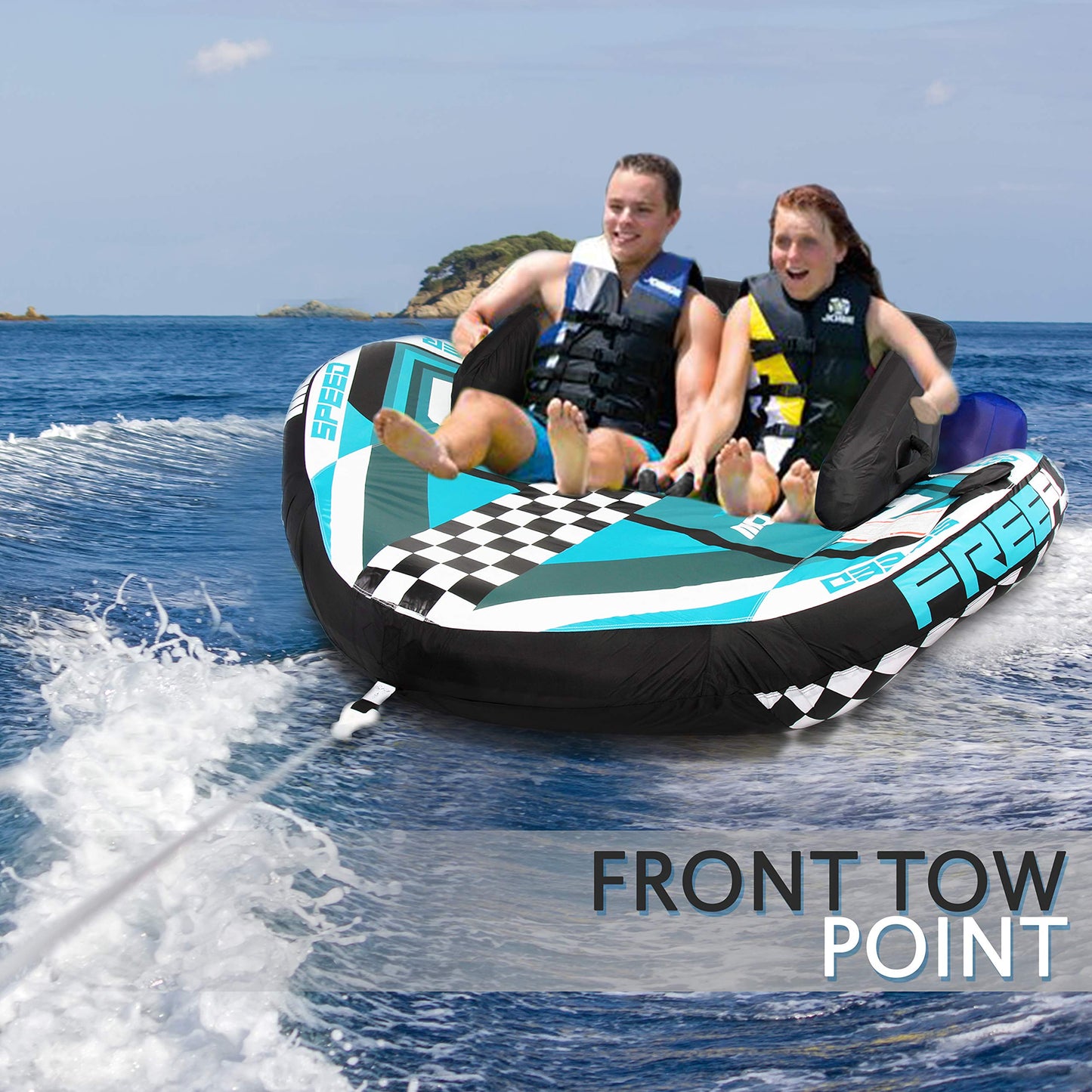 SereneLife Heavy-Duty Inflatable Towable Booster Tube - Two Person Water Tube Boating Float Tow Raft