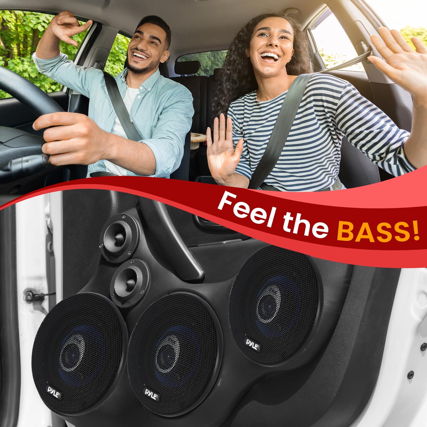 Pyle 5.25” Car Sound Speaker (Pair) - Upgraded Blue Poly Injection Cone 3-Way 200 Watt Peak w/Non-fatiguing Butyl Rubber Surround 100-20Khz Frequency Response 4 Ohm & 1" ASV Voice Coil