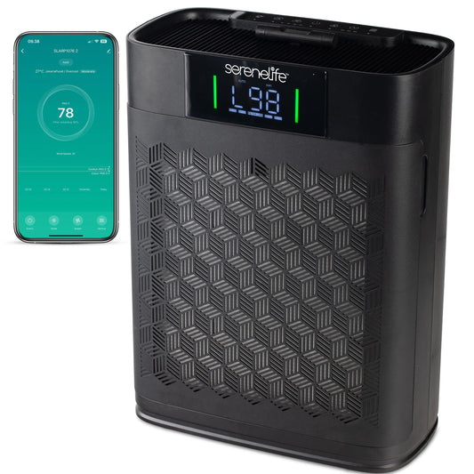 SereneLife HEPA Air Purifier for Home – Smart WiFi & App Control, Ultra-Quiet Air Purifier for Bedrooms & Large Rooms, Removes Dust, Pet Hair & Odors, Ideal for Pets & Allergies (1,076 Sq Ft, Black)