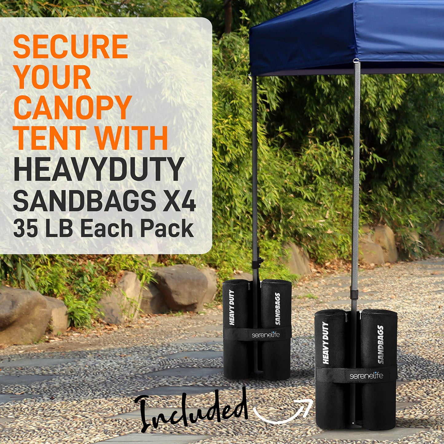 SereneLife Pop Up Canopy Tent 10x15 - Commercial Instant Shelter Foldable/Collapsible Sun Shade Canopy Pop Up Tent w/Waterproof Top, Portable Carry Bag & Sand Bag - SereneLife SLGZ15BU (Navy Blue)