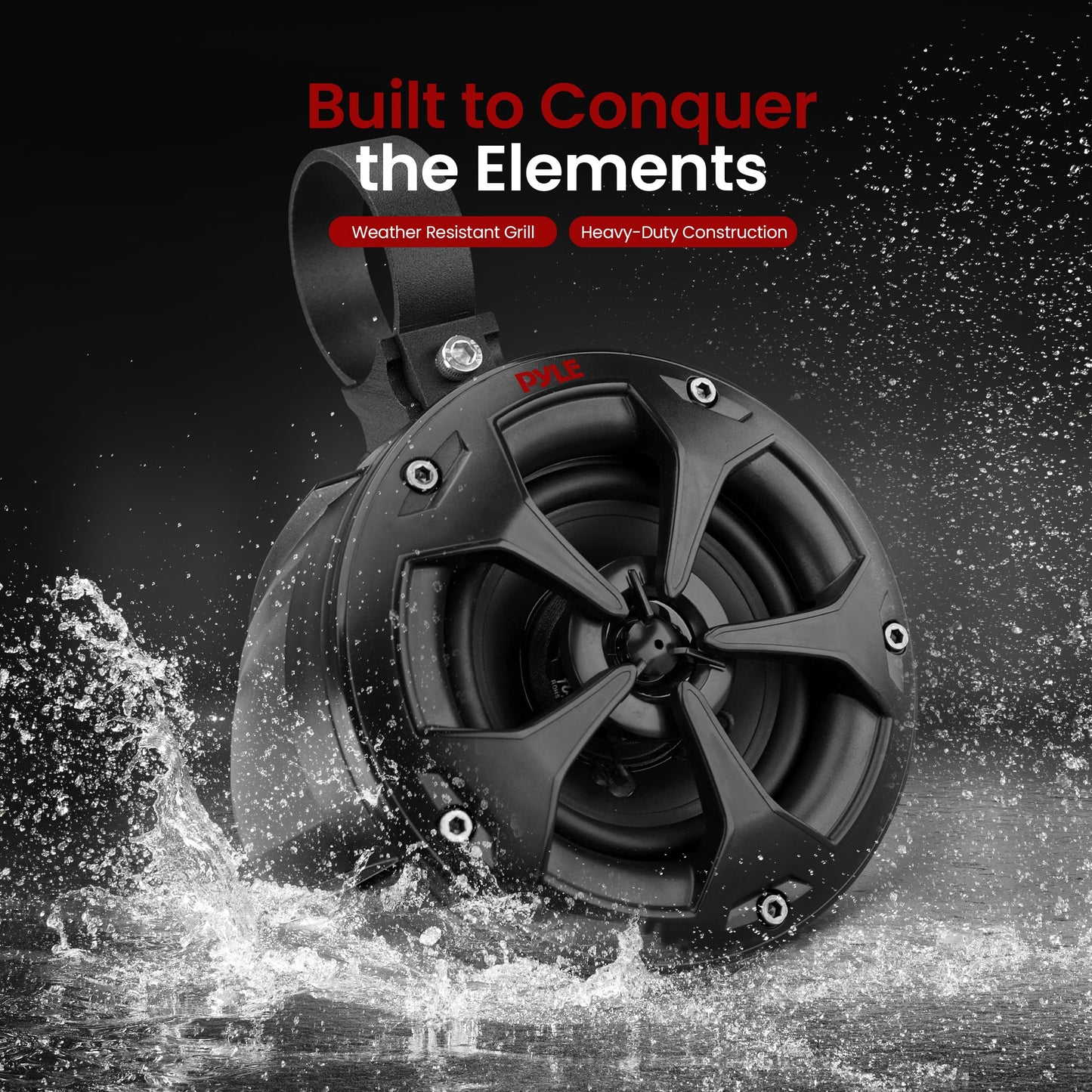 Pyle 2-Way Dual Waterproof Off-Road Speakers, 4 Inch 800 Watt Marine Grade Wakeboard Tower Speakers System, Full Range Outdoor Audio Stereo Speaker for ATV, UTV, Quad, Jeep, Boat - PLUTV41BK, Black