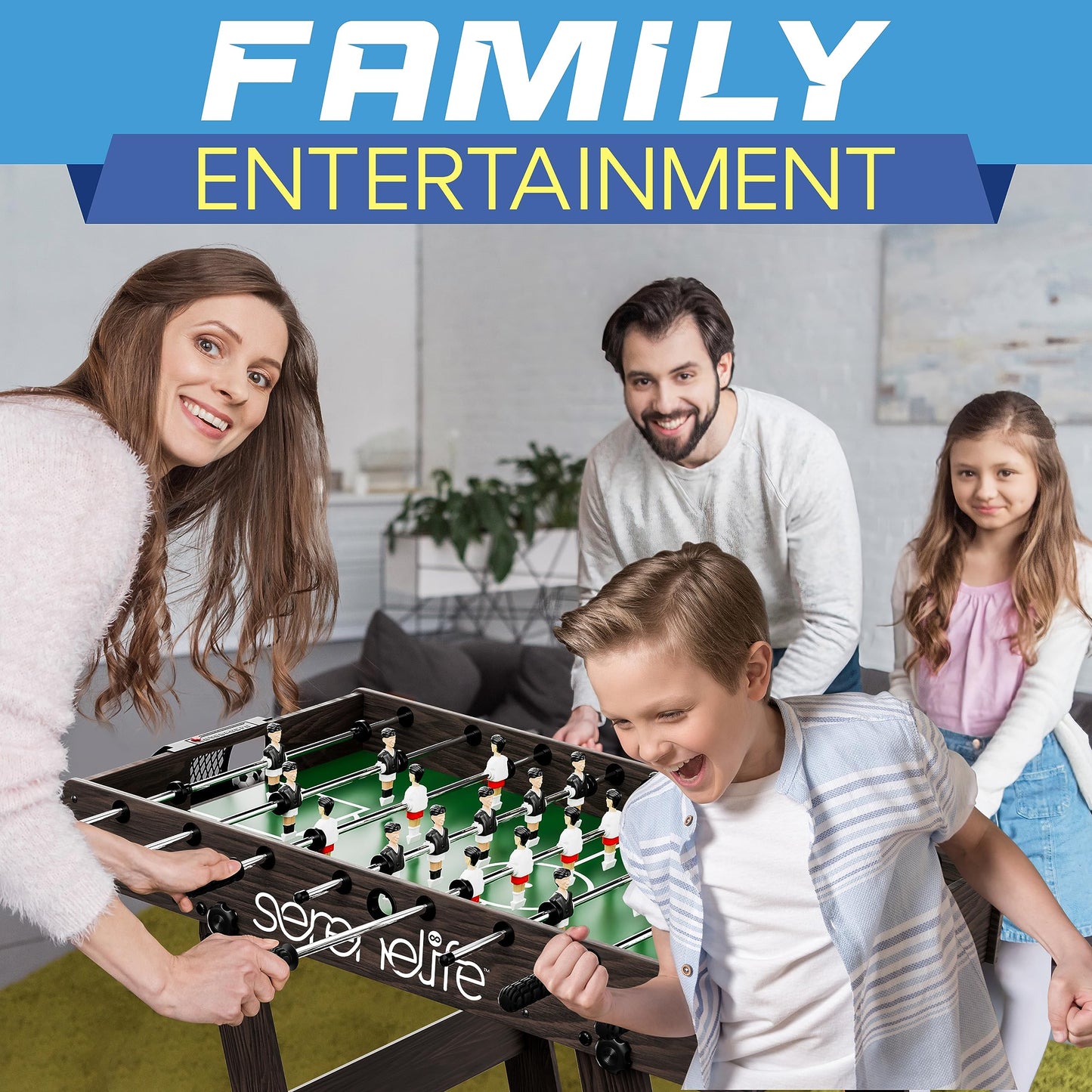 Folding Foosball Table, 4’ x 2’ Full Competition Size Foldable Space Saving Table Soccer for Home, Arcade Game Room, for Indoor or Outdoor, Family Game Night, Perfect for Kids and Adults