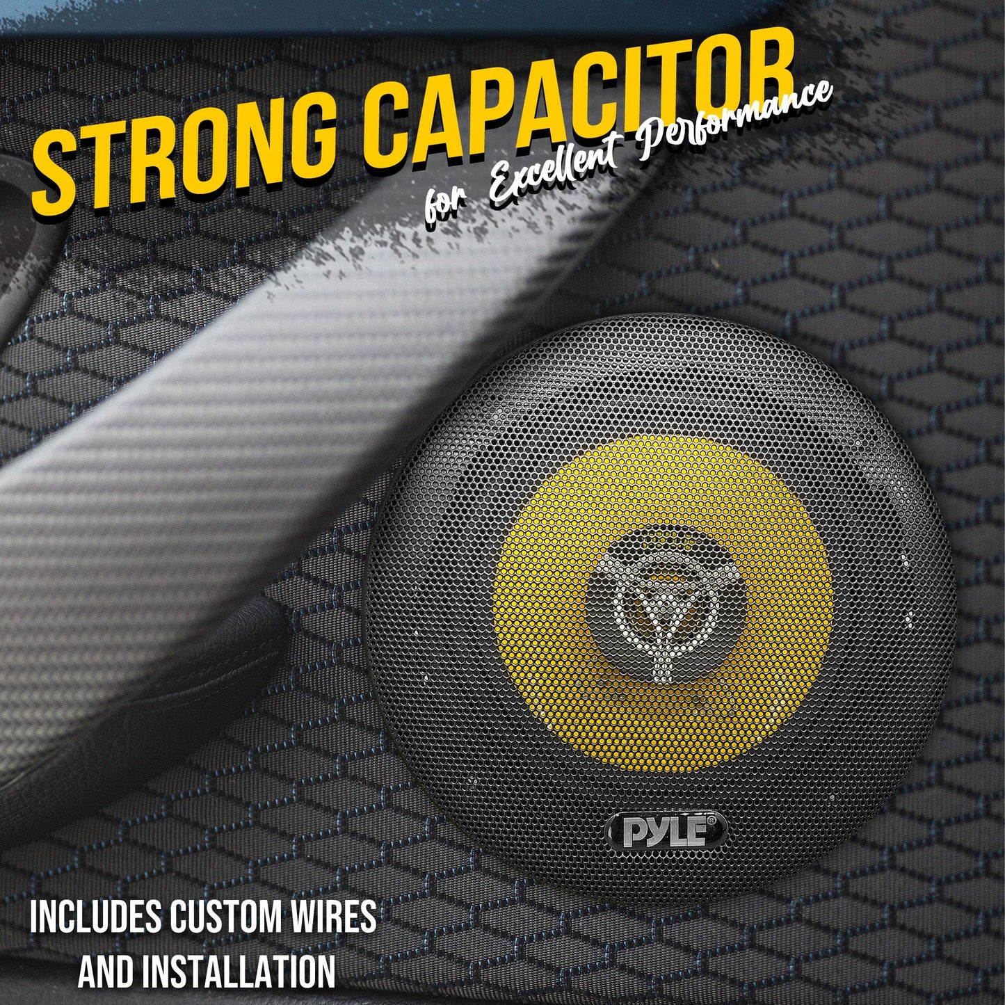 Pyle Car Two Way Speaker System - Pro 6.5 Inch 240 Watt 4 Ohm Mid Tweeter-Audio Sound Speakers For Car Stereo w/ 30 Oz Magnet Structure, 2.25” Mount Depth Fits Standard OEM -PLG6.2 (Pair) Yellow