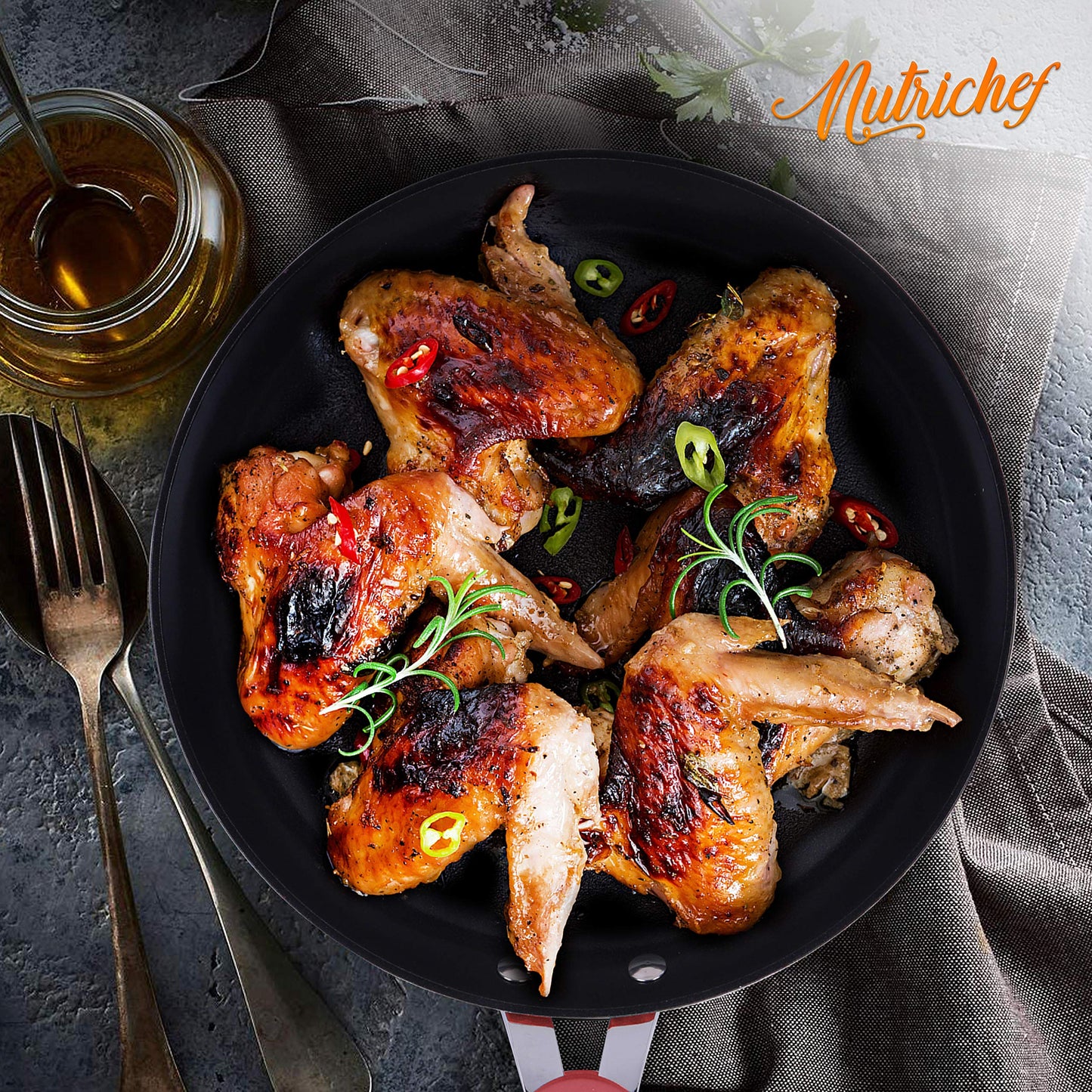 NutriChef 11'' Large Fry Pan - Non-Stick High-Qualified Kitchen Cookware, (Works with Model: NCCW11RDD)