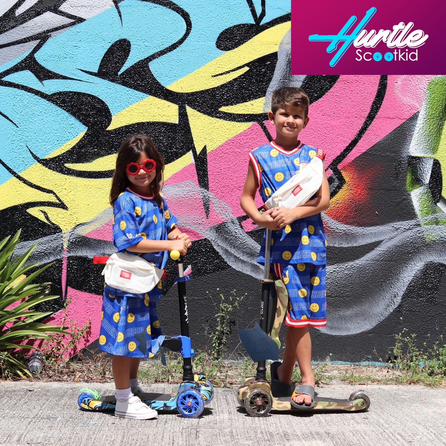 Hurtle Kids Scooter - Child Toddler Kick Scooter Toy with Foldable Seat - 3 Wheel Scooter with Adjustable Height, Anti-Slip Deck, Flashing Wheel Lights, for Boys/Girls 1-12 Year Old, Watermelon