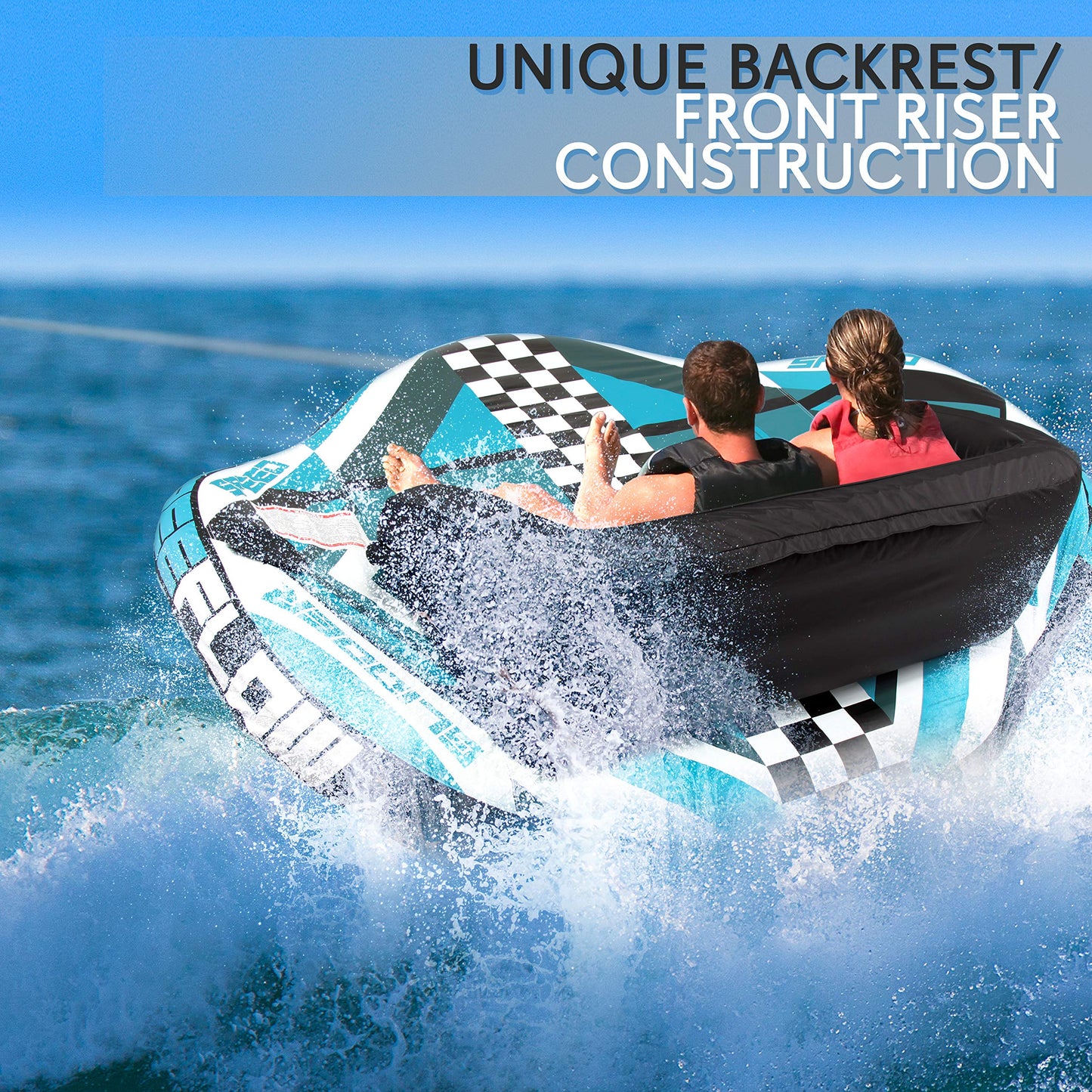 SereneLife Heavy-Duty Inflatable Towable Booster Tube - Two Person Water Tube Boating Float Tow Raft