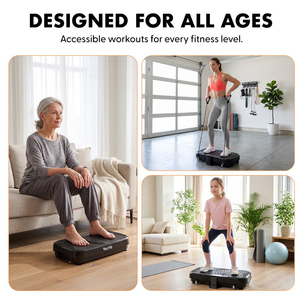 Hurtle Vibration Plate Machine – Adjustable 1–99 Speeds, Quiet, Lightweight, With Remote And Preset Programs Portable For Home And Office (Black)