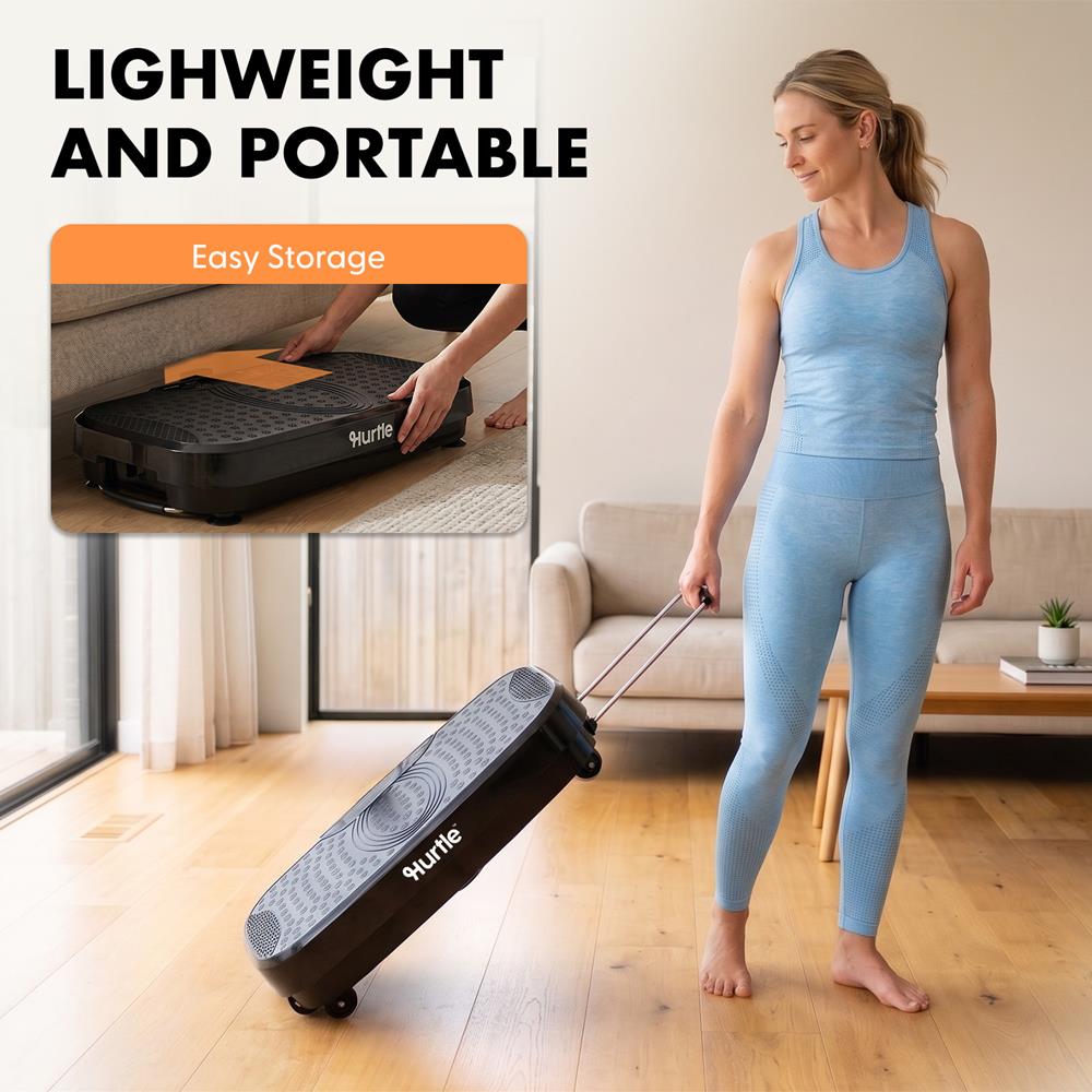 Hurtle Vibration Plate Machine – Adjustable 1–99 Speeds, Quiet, Lightweight, With Remote And Preset Programs Portable For Home And Office (Black)