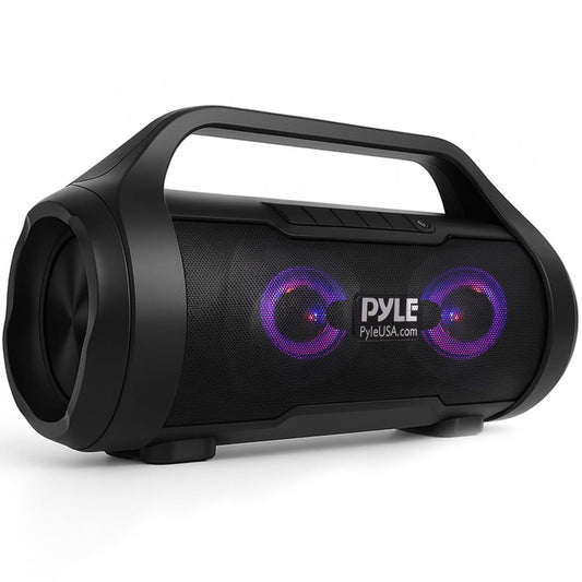 Pyle Wireless Portable Bluetooth Boombox Speaker - 40W Max 2.0CH Rechargeable Boom Box Speaker Portable Barrel Loud Stereo System with AUX Input/USB/SD/Fm Radio, 3" Subwoofer, Voice Control - PBMWP185