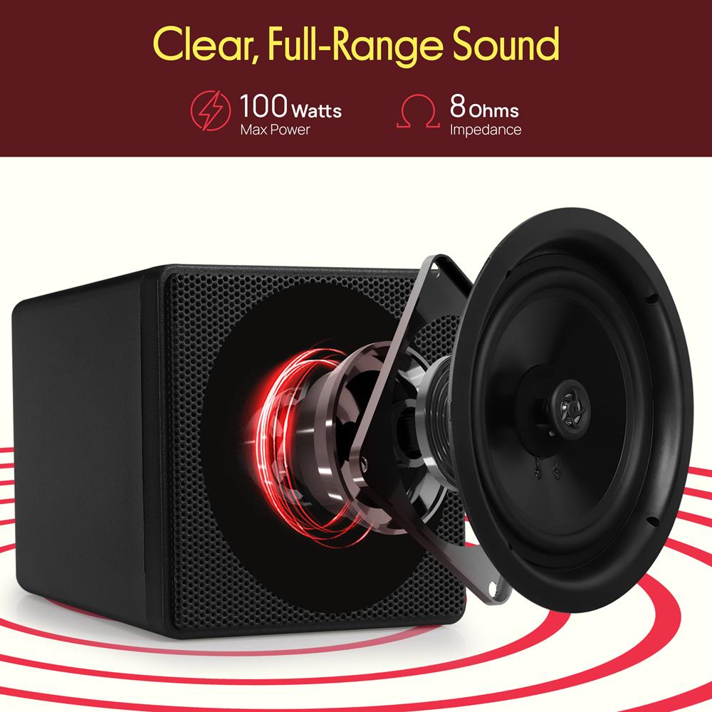 Pyle Home 3" Mini Cube Bookshelf Speakers - 100W Small Bookshelf Speakers w/ 3" Paper Cone Driver, 8 Ohm - Passive Audio Bookshelf Speaker Pair For Home Theater Stereo Surround Sound (Black)