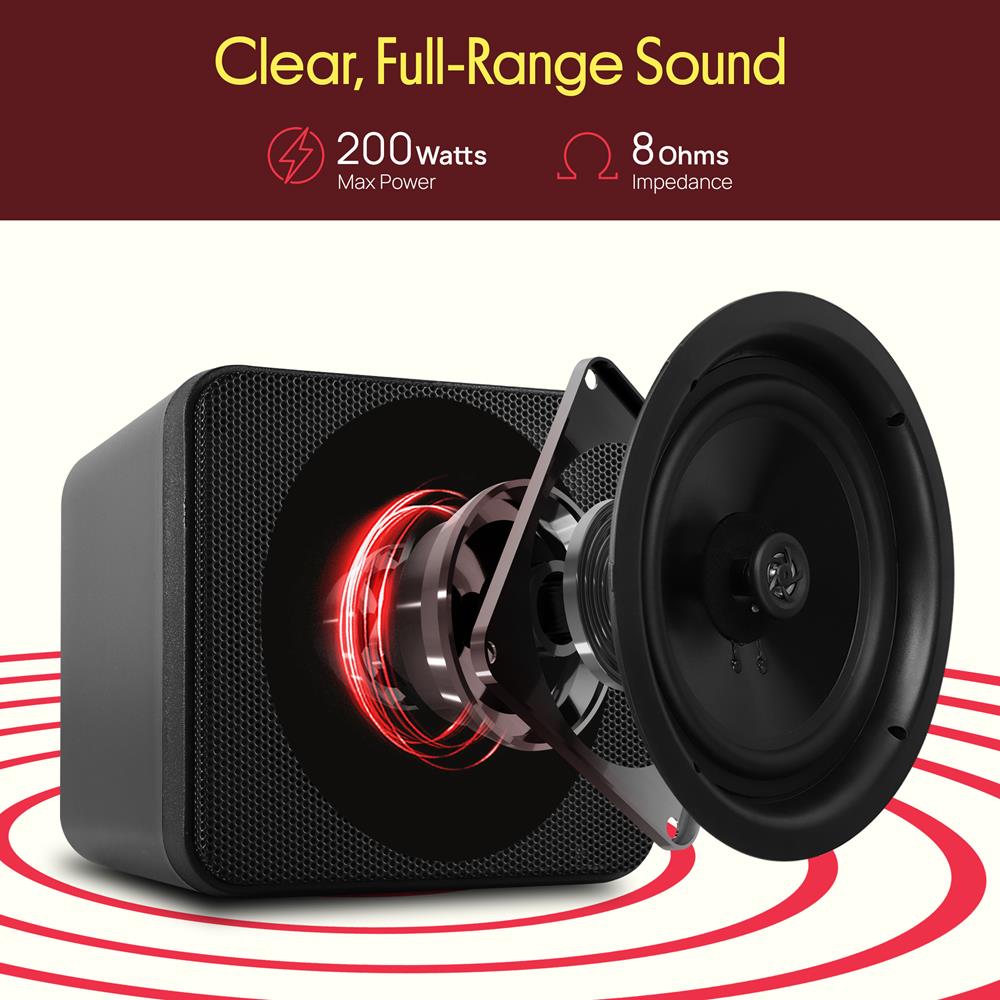 Pyle Home 4” Mini Cube Bookshelf Speakers-Paper Cone Driver, 200 Watt Power, 8 Ohm Impedance, Video Shielding, Home Theater Application and Audio Stereo Surround Sound System - 1 Pair -PCB4BK (Black)