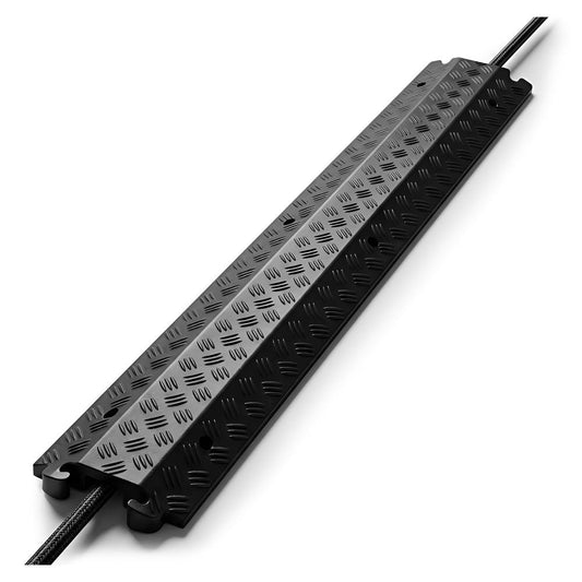 Pyle Durable Cable Protection Ramp Cover - Supports 11000lbs Single Channel Heavy Duty Hose and Cord Track Floor Protection, 39.4” x 5.11” x 0.78” Cable Concealer for Indoor Outdoor Use -PCBLCO101BK