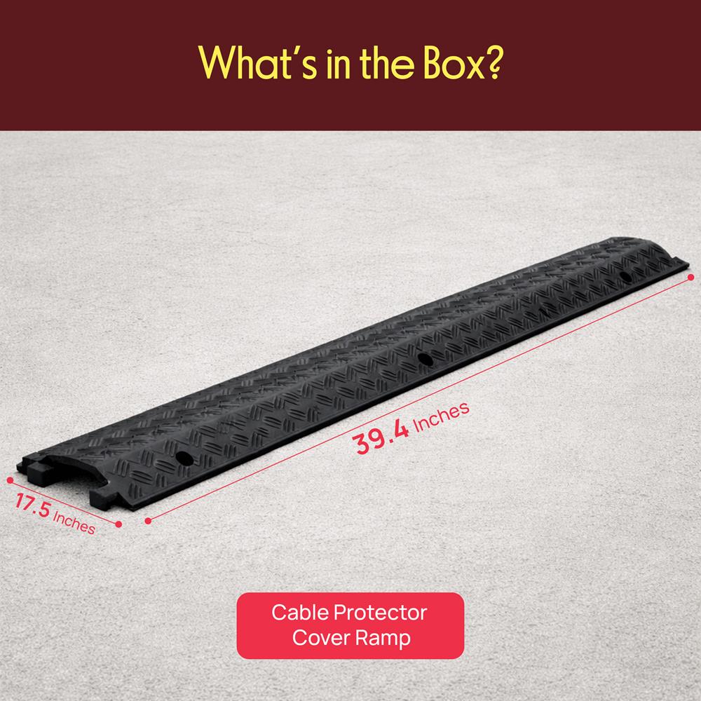 Pyle Durable Cable Protection Ramp Cover - Supports 11000lbs Single Channel Heavy Duty Hose and Cord Track Floor Protection, 39.4” x 5.11” x 0.78” Cable Concealer for Indoor Outdoor Use -PCBLCO101BK