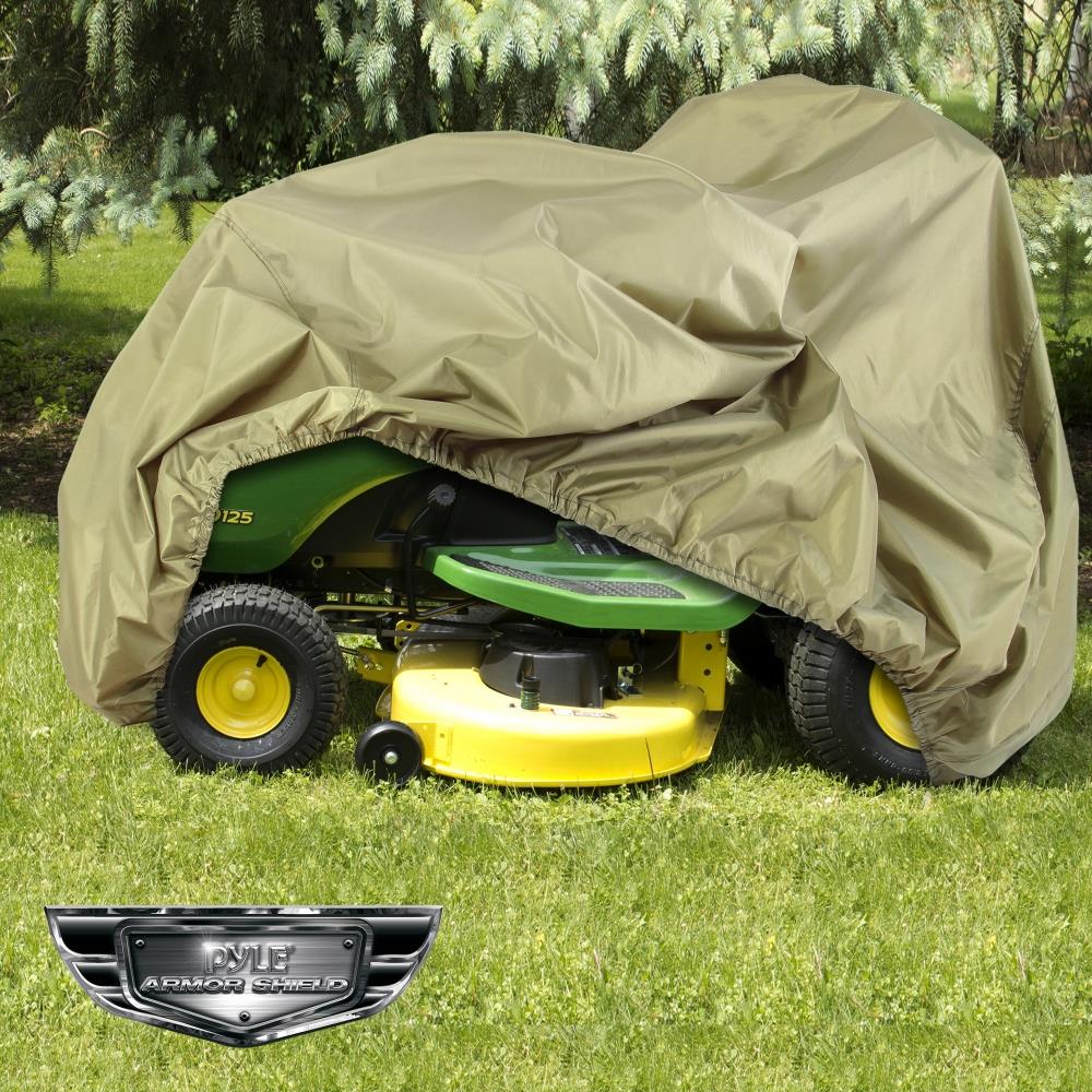 Pyle Universal Lawn Tractor Mower Cover – Waterproof Canvas, All-Weather Protection, Elastic Hem for Snug Fit – Dust & Weather Resistant, Ideal for Indoor/Outdoor Storage, Green
