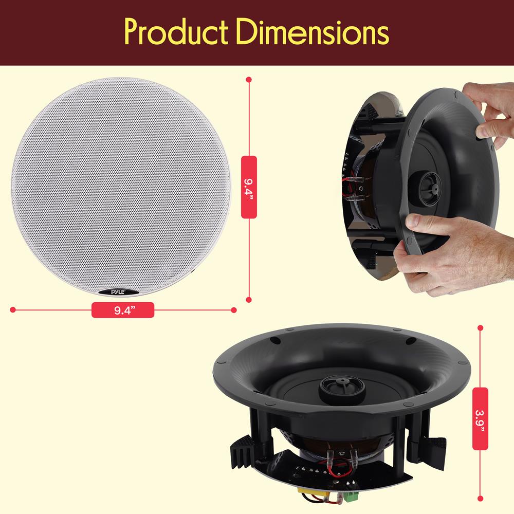 Pyle Pair 6.5” Bluetooth Universal Flush Mount in-Wall in-Ceiling 2-Way Speaker System Dual Polypropylene Cone & Polymer Tweeter Stereo Sound 300 Watts (PDICBT67), Black