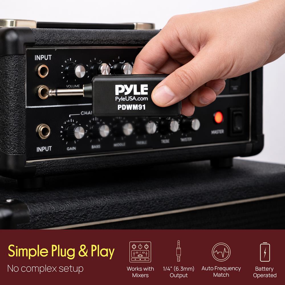 Pyle Portable VHF Wireless Microphone System - Professional Battery Operated Handheld Dynamic Unidirectional Cordless Microphone Transmitter Set W/Adapter Receiver, for PA Karaoke DJ Party, Black