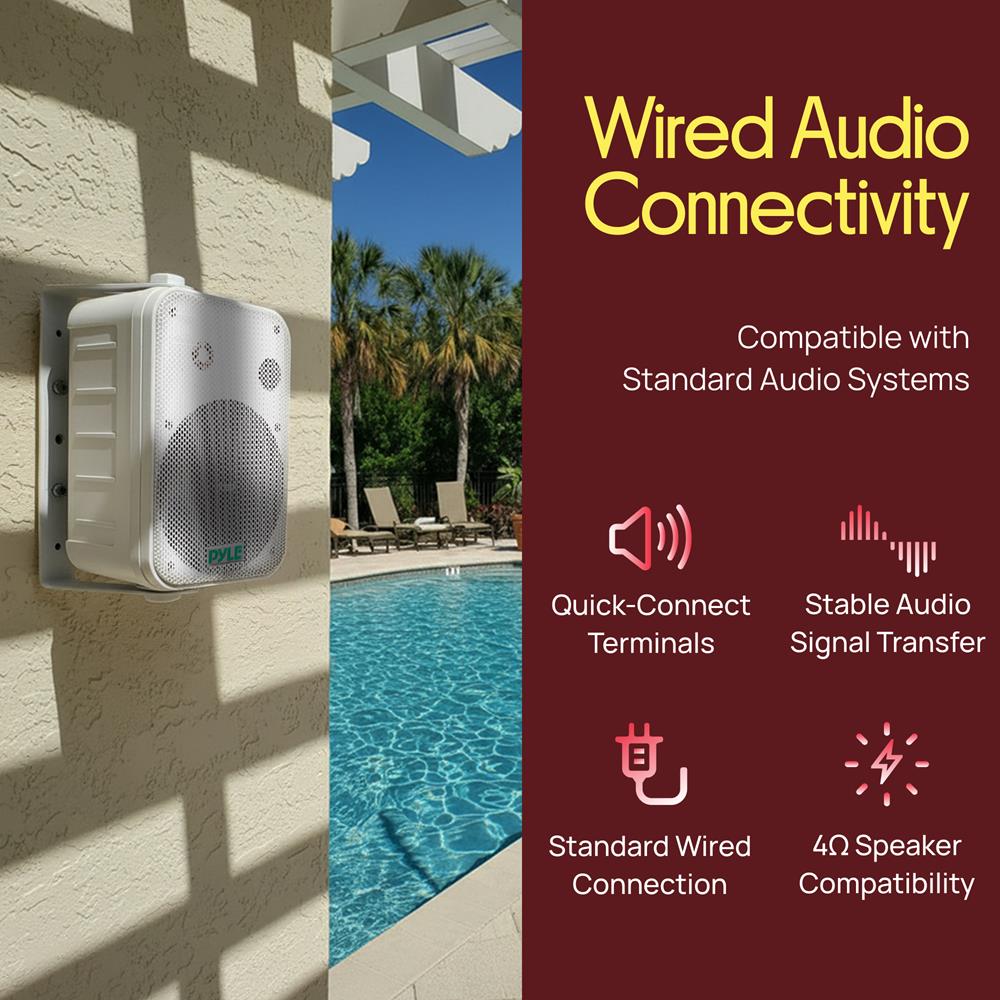 Pyle 2 Way Speaker System Pair - 500W Peak Power 16.51cm Passive Weatherproof Wall / Ceiling Mounted - Heavy Duty Universal Mount - Use for Pool, Patio, Indoor, Outdoor (White)